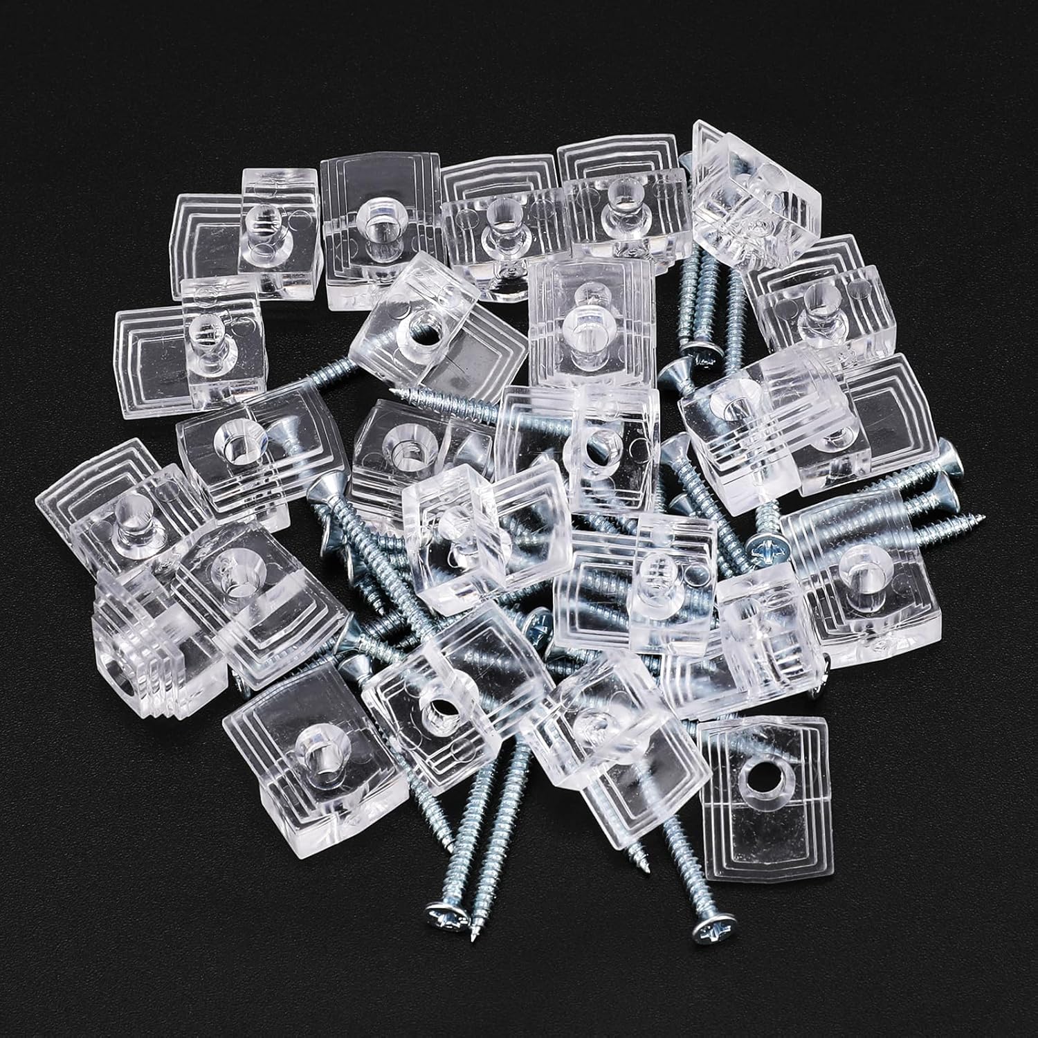KALIONE 25 juegos de clips de soporte de espejo, clips de montaje de espejo de plástico, ganchos de espejo transparentes para la pared, clips de