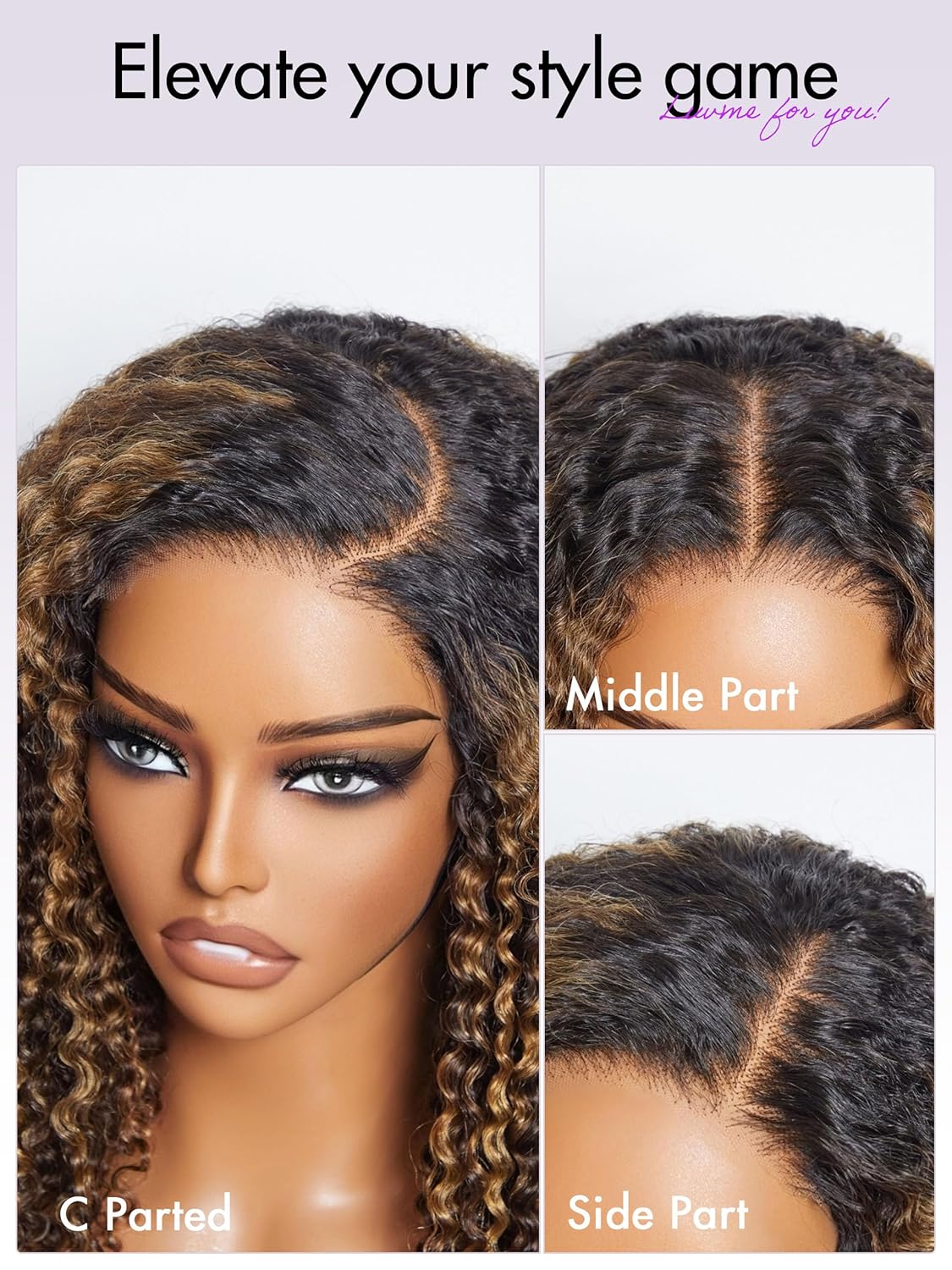 LUVME HAIR Peluca de cabello humano rizado sin pegamento con reflejos de 12 pulgadas, precortada 5×5 HD, cierre de encaje, peluca predepilada marrón