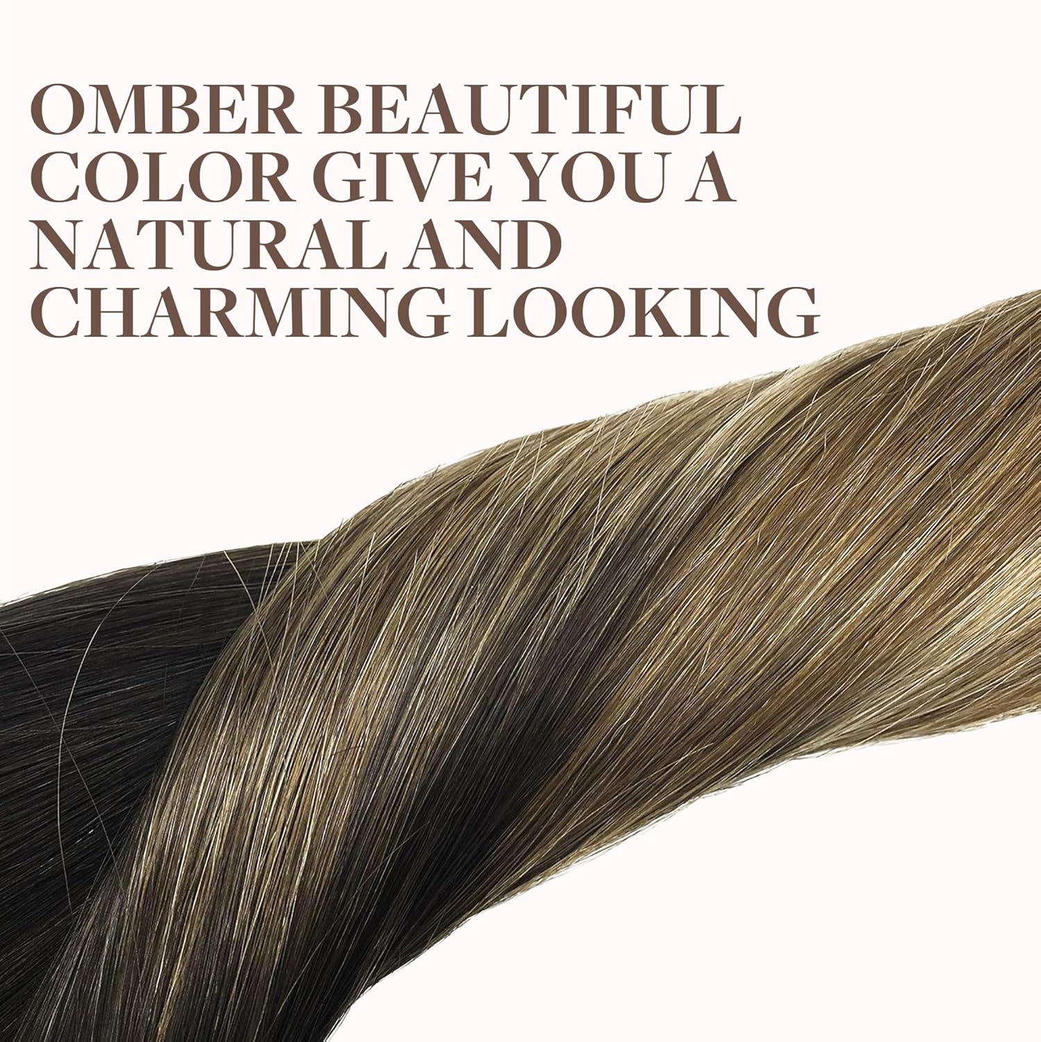 GOO GOO – Extensiones de cabello humano Remy con clip en ombré color castaño oscuro a castaño y rubio sucio de 22 pulgadas, 7 piezas de 4.23oz