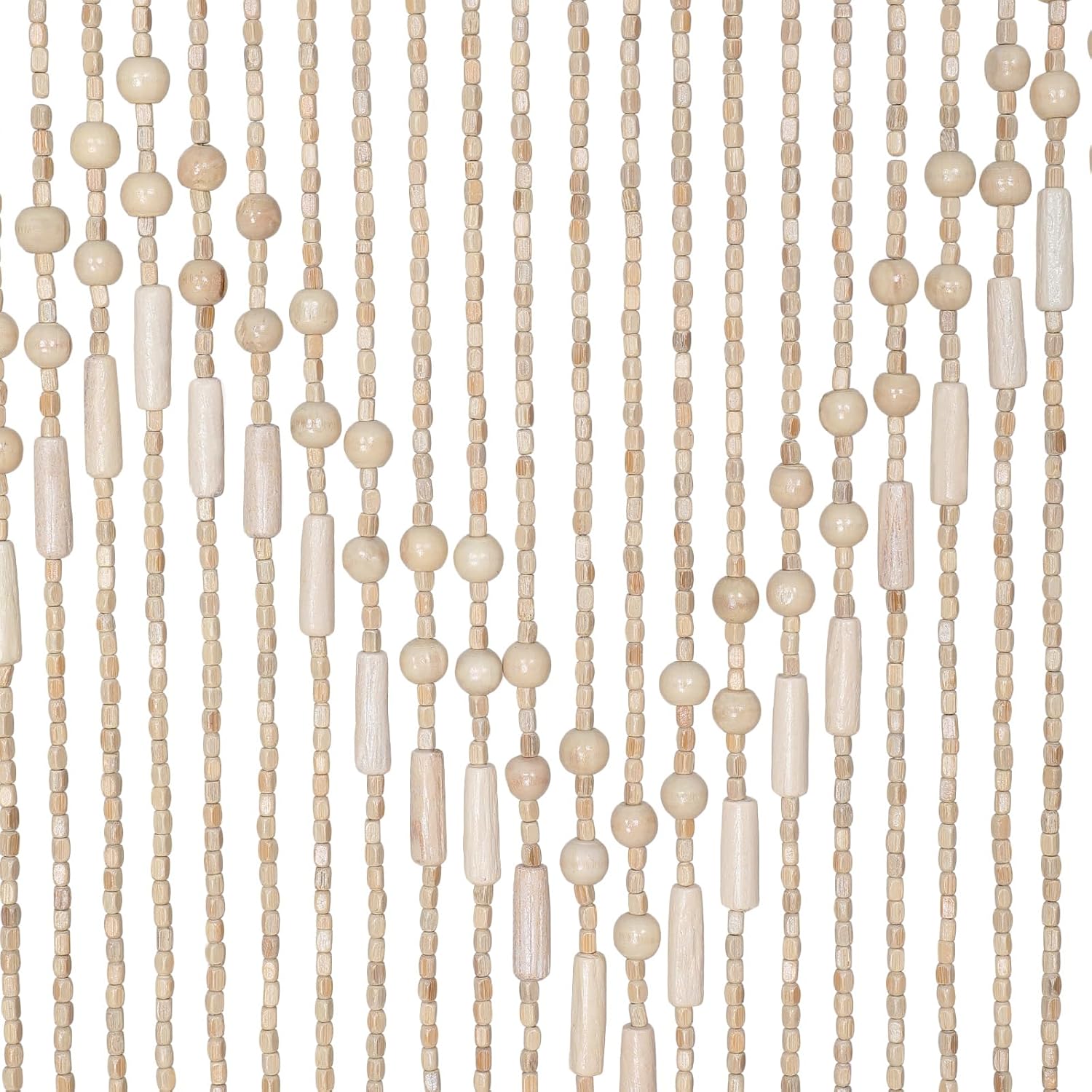Cortina hecha a mano con cuentas para puerta, de madera de bambú, cortina para colgar separador de habitaciones, cortina hippie para ventana de