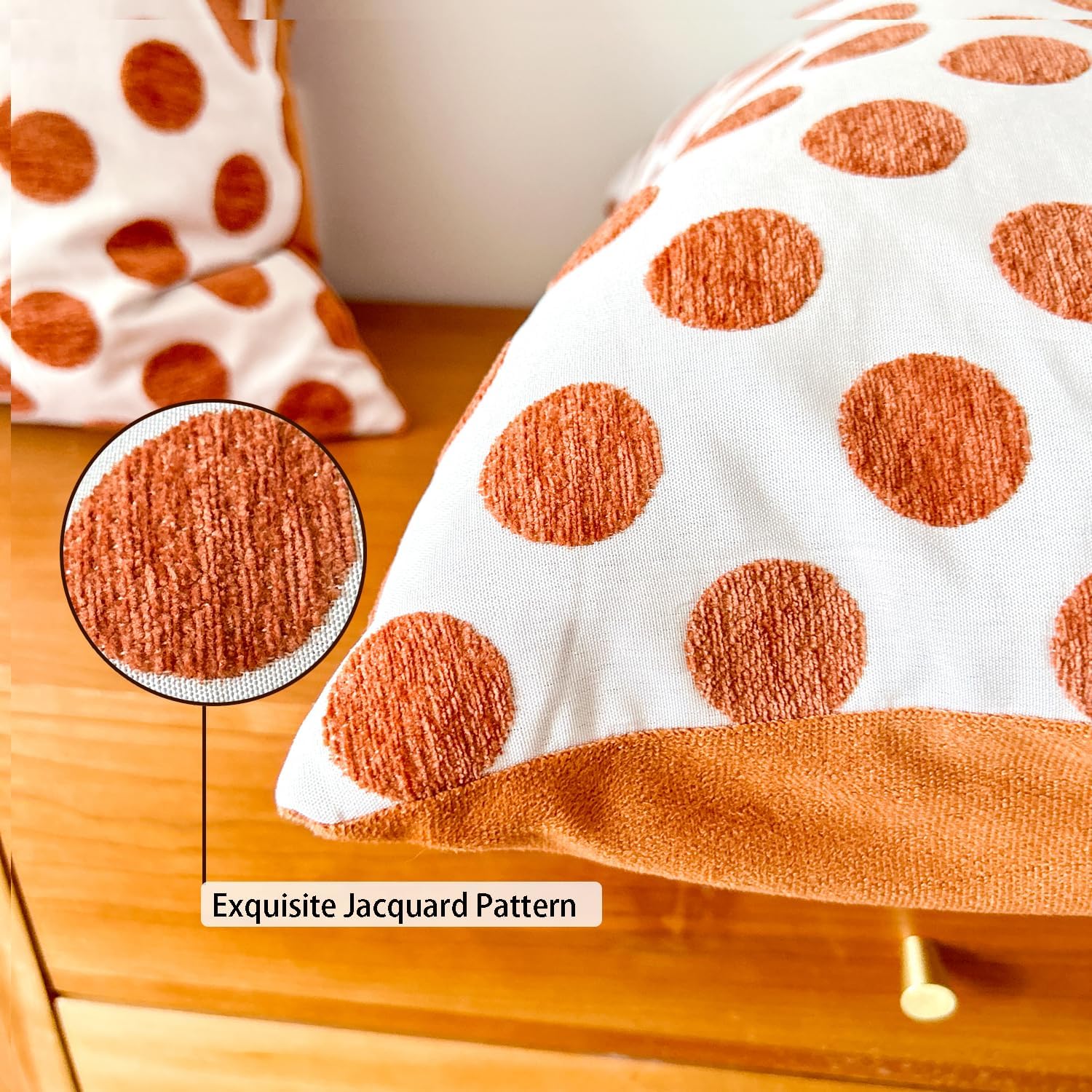 HOPLEE Funda de almohada naranja de 18 x 18 pulgadas, fundas de cojín decorativas con diseño de lunares y naranja liso, 18 x 18 pulgadas, paquete de