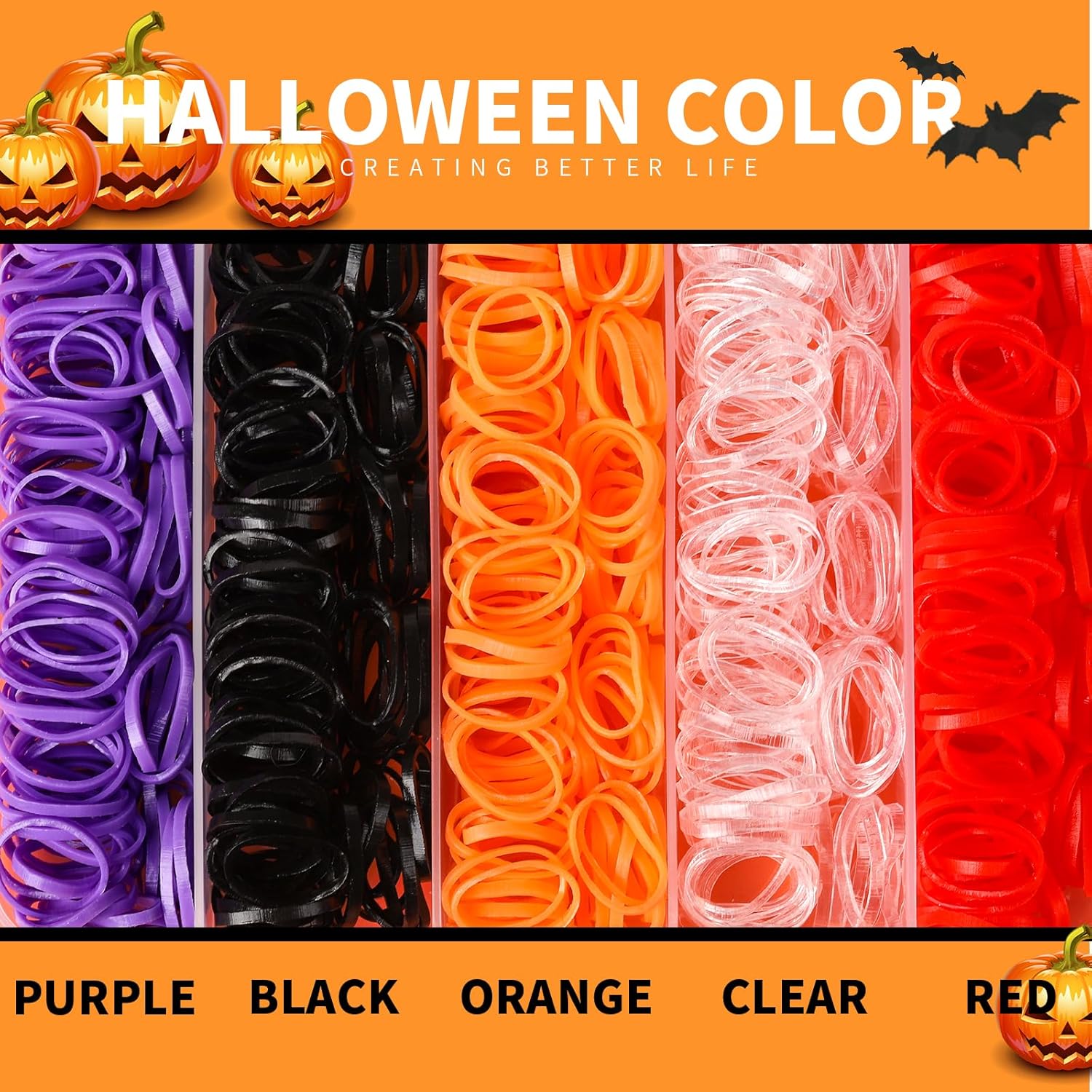 YGDZ – Bandas de goma para el cabello, 5 colores, 600 unidades de cintas elásticas para el cabello con caja organizadora, bandas pequeñas para el