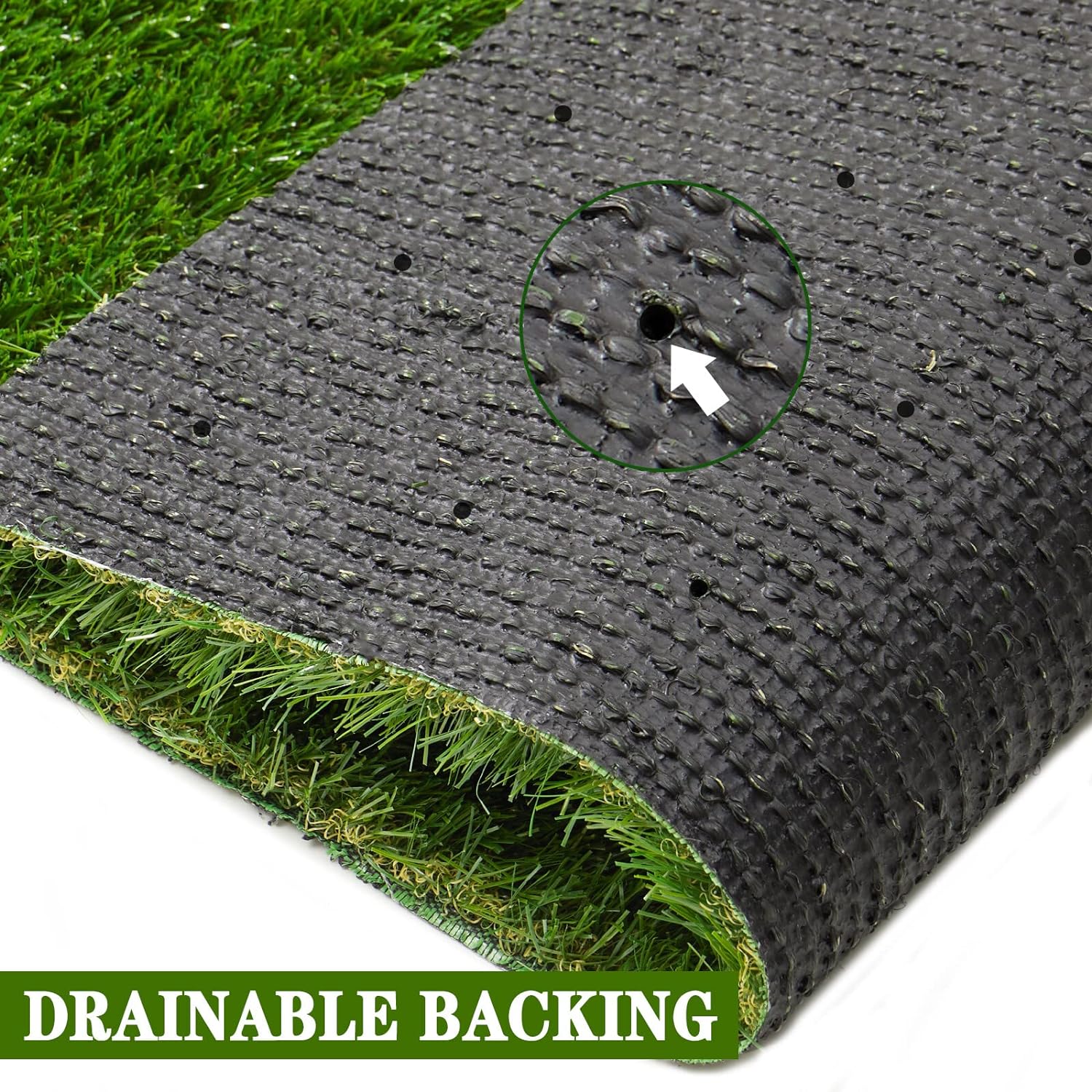 AYOHA césped artificial personalizado césped con drenaje, 1.38 pulgadas, realista, tapete de césped sintético falso para interior y exterior,