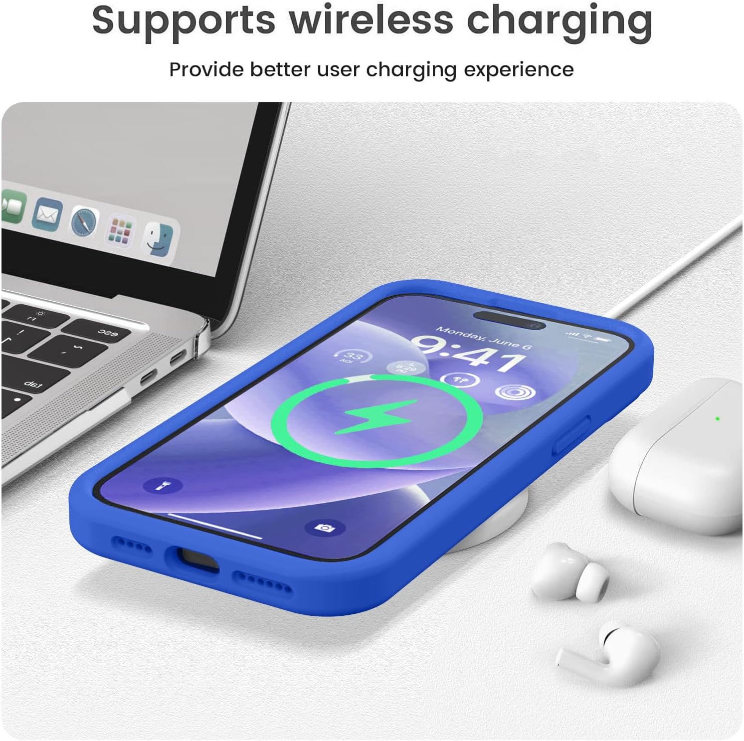 Vooii Funda compatible con iPhone 15 Pro Max, silicona de alta calidad mejorada, protección de cámara forro de microfibra suave antiarañazos a