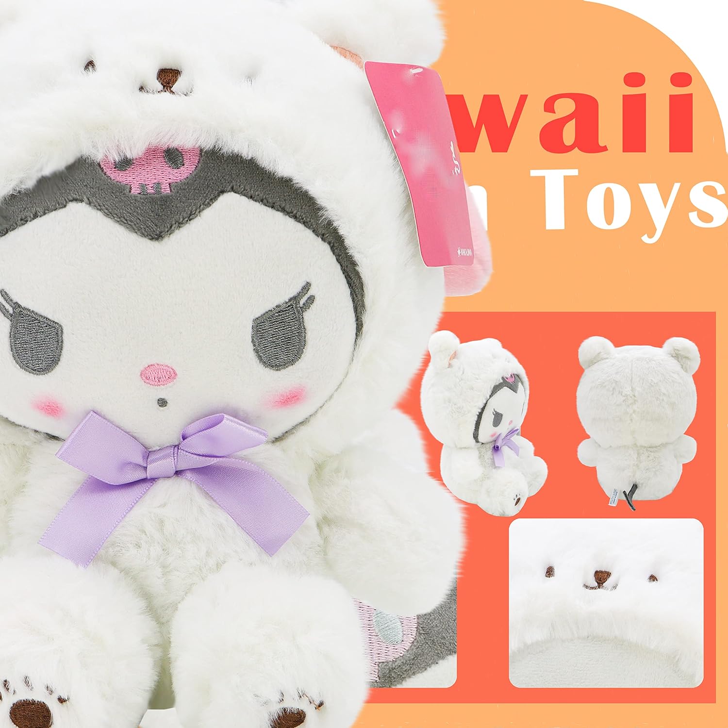 Peluche Kawaii de caricaturas de oso blanco de la serie Cross-Dressing Serie, muñeca de felpa suave, juguetes suaves y lindos con almohada de