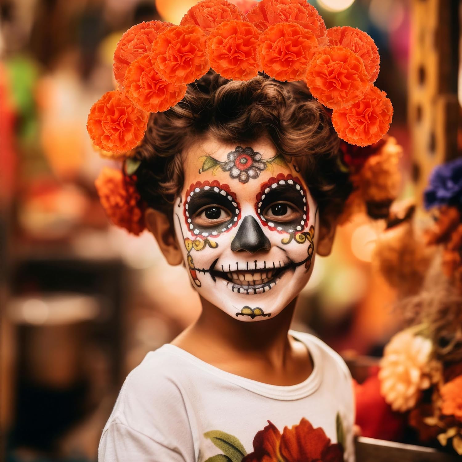 59 pancartas mexicanas de caléndula artificiales, flores de caléndula artificiales, flores naranjas de seda para el Día de los Muertos, Día de los