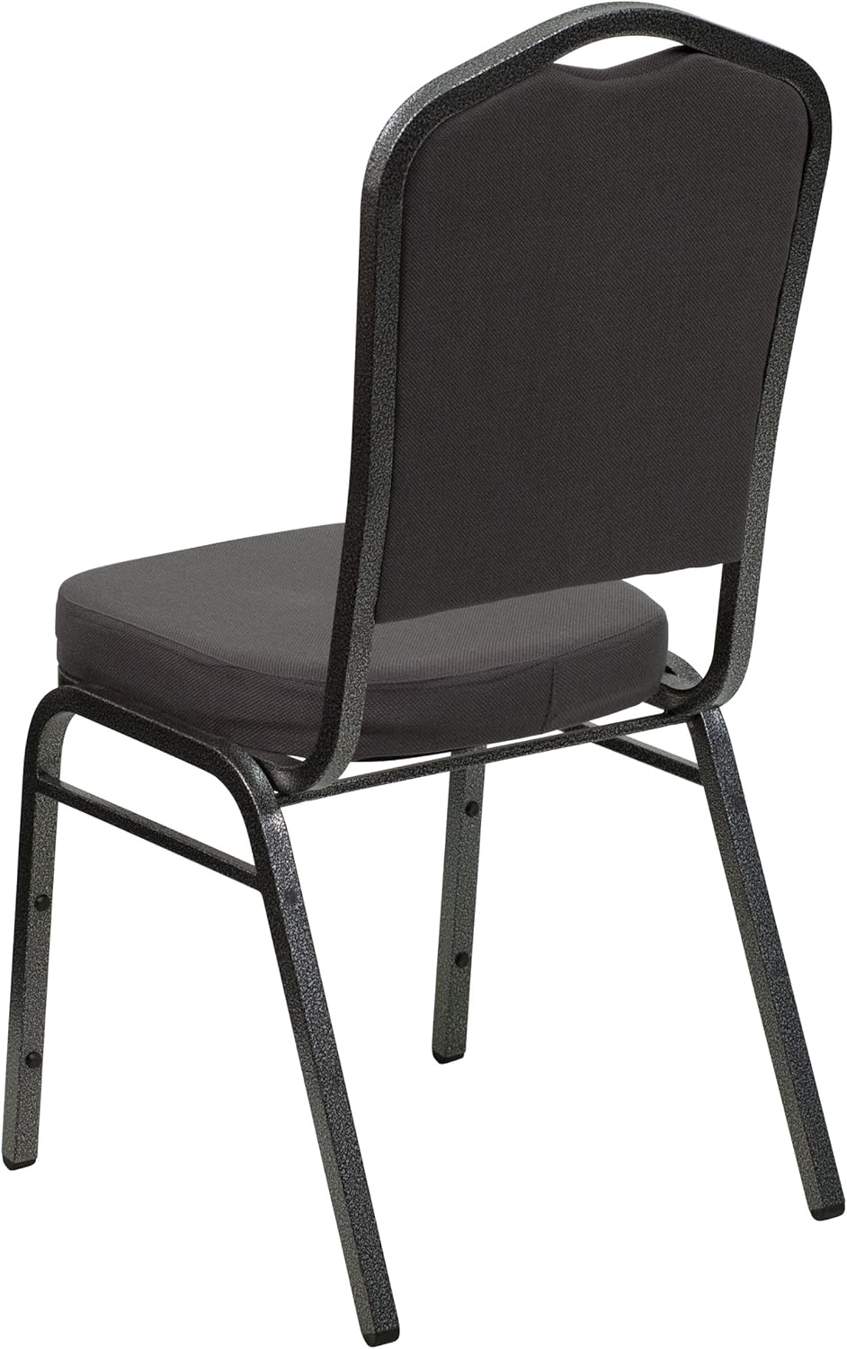 BizChair Silla apilable trasera del banquete de la corona, tela grismarco plateado de la vena