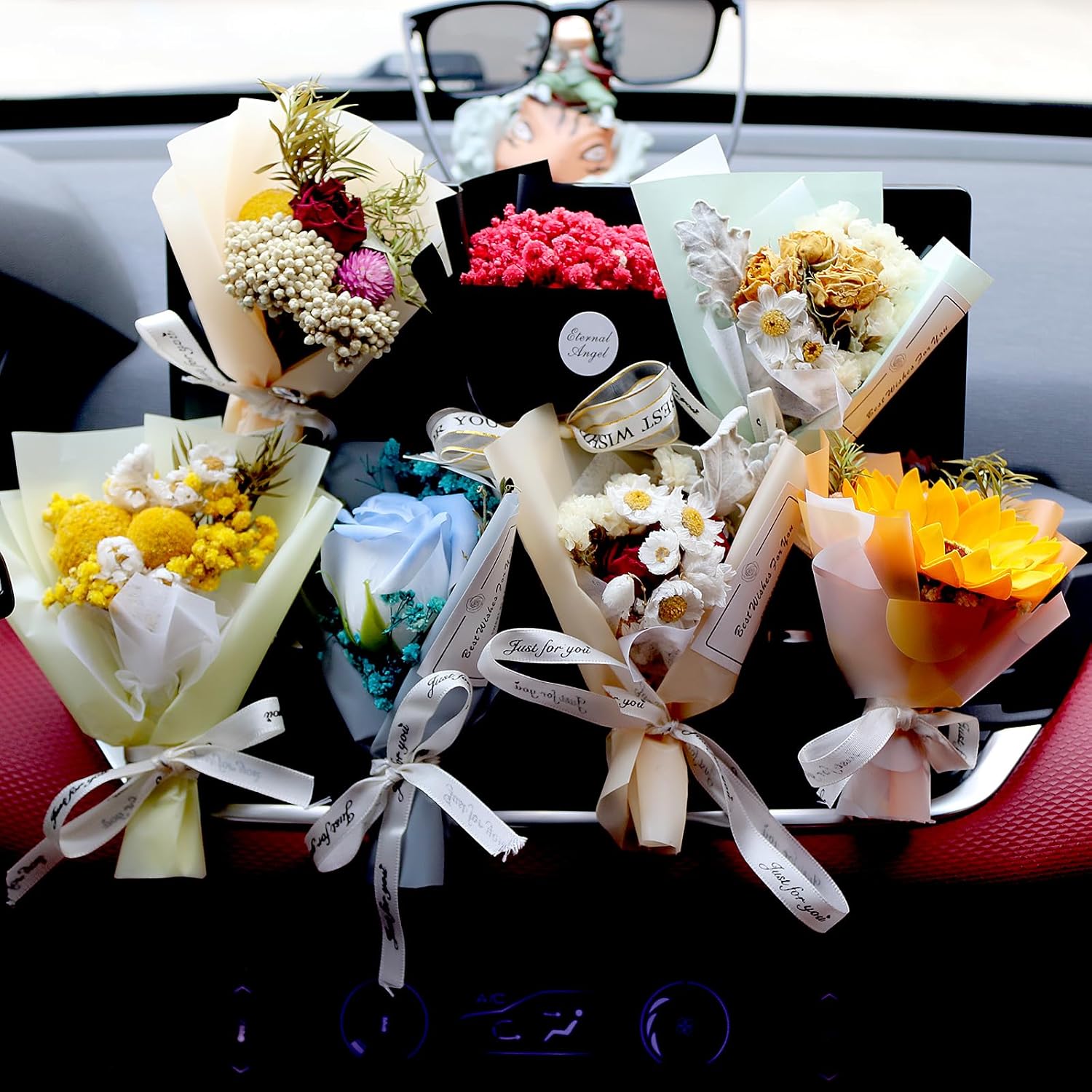 Pequeño ramo de aire ambientador de coche Clips de ventilación Mini ramo de flores secas aire acondicionado salida perfume clip decoración coche