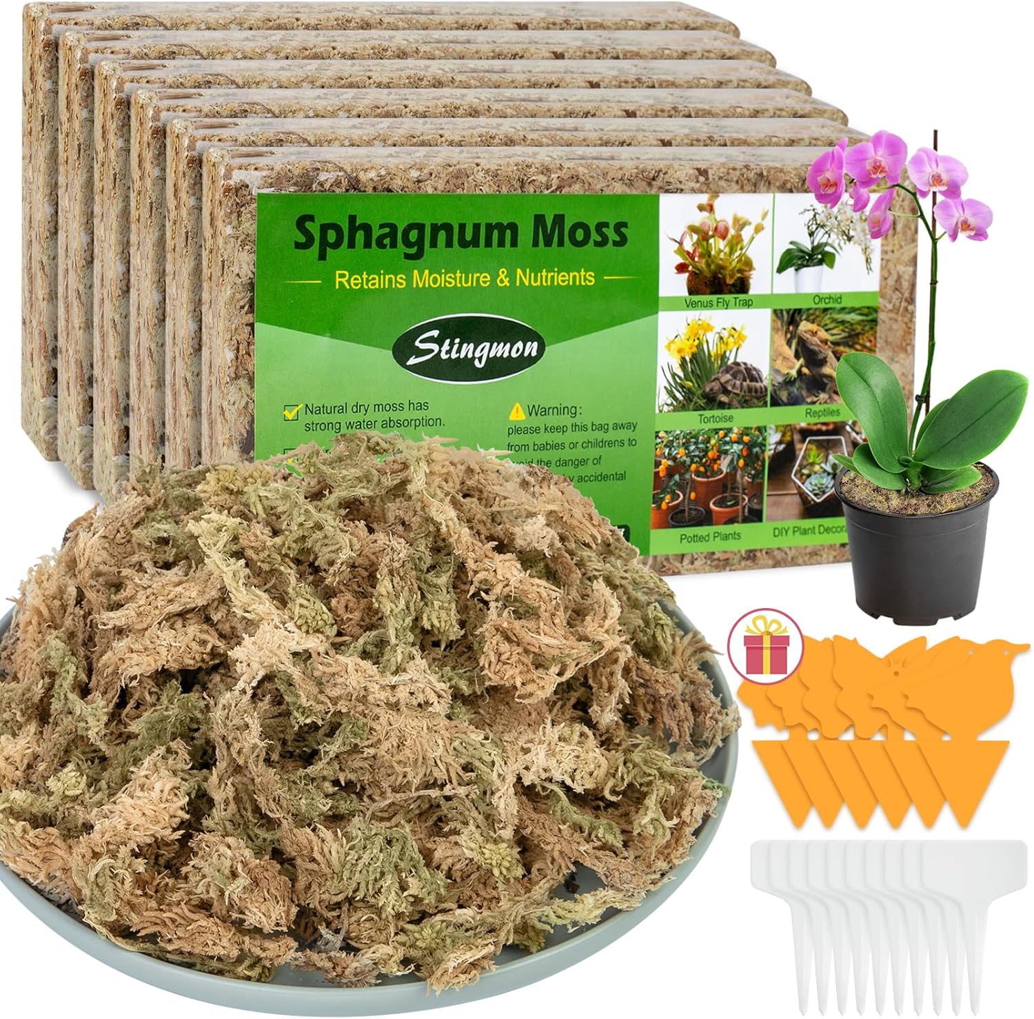 Musgo esfagnum de 2.6 libras para plantas, reptiles de musgo esfagnum para orquídeas para macetas, mezcla de tierra para plantas, musgo de turba,