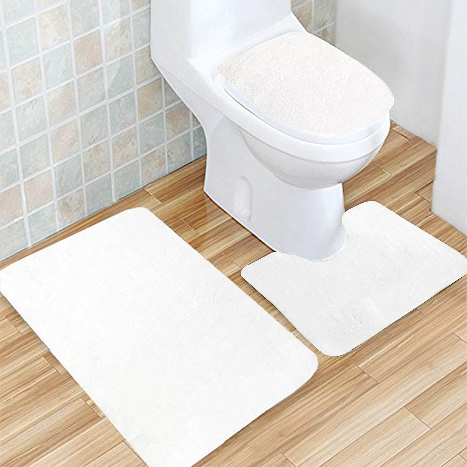 Coolsome – Juego de 3 alfombras de baño de franela antideslizante con cara de gato, tapete de contorno grande, cubierta de tapa para hombres y