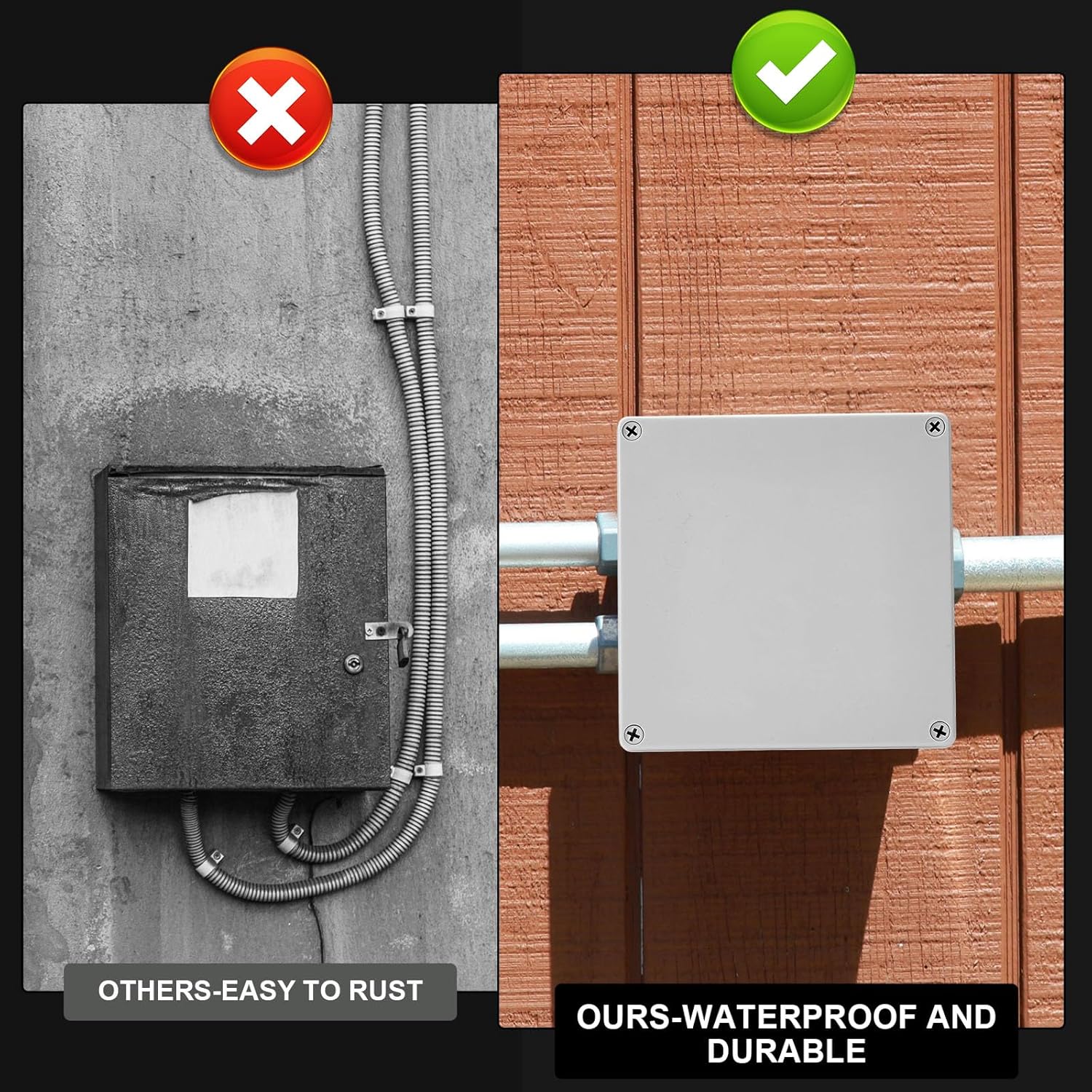 Kanayu Caja de conductos de plástico PS eléctrica IP65 impermeable a prueba de polvo para proteger cajas eléctricas, conductos y accesorios,