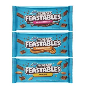 New Feastables Beast Bar – Barra de chocolate con leche con mantequilla de maní, chocolate con leche y almendras, chocolate con leche (3 barras) New Feastables Beast Bar – Barra de chocolate con leche con mantequilla de maní, chocolate con leche y almendras, chocolate con leche (3 barras)