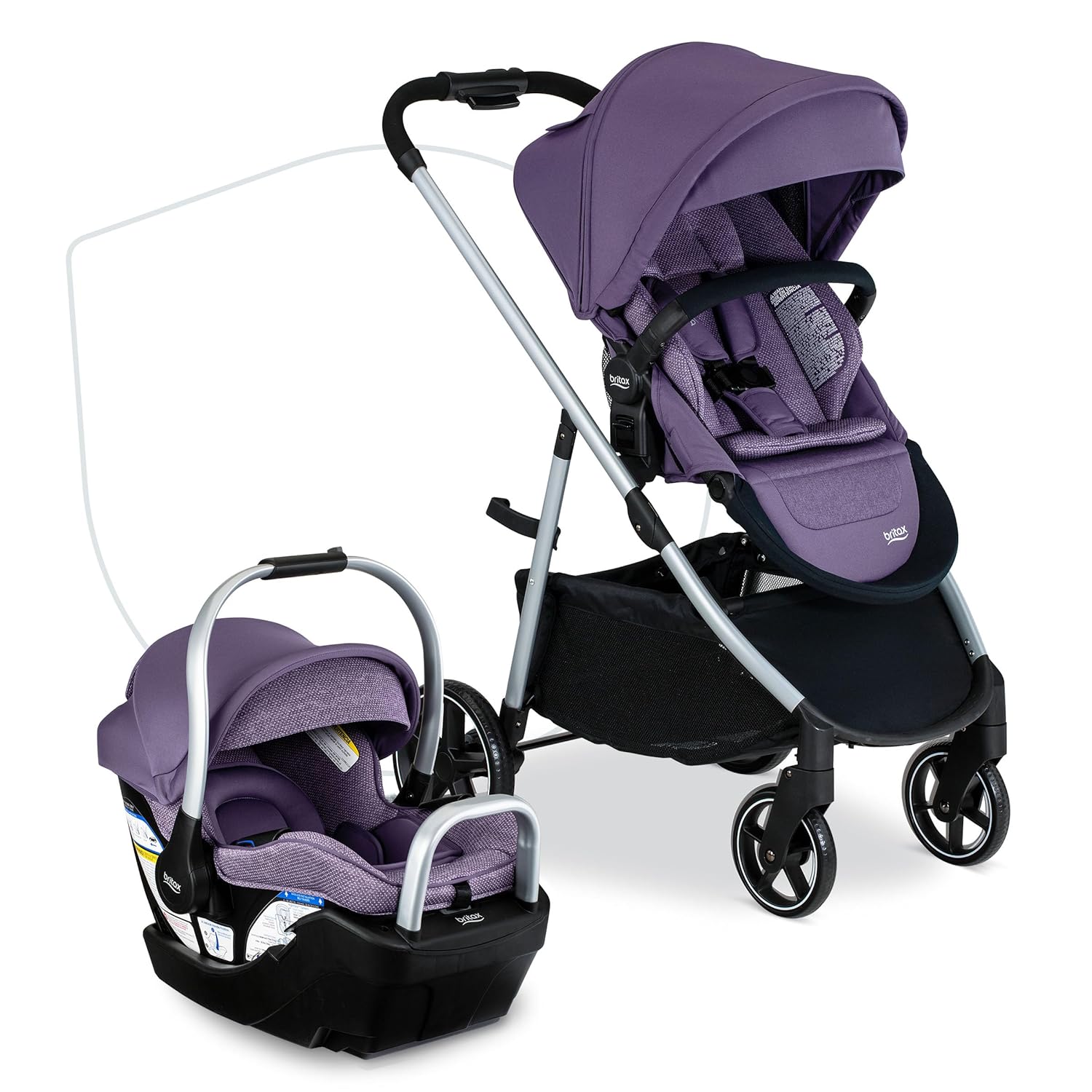 Britax Willow Grove SC – Sistema de viaje para bebé, asiento de automóvil infantil y cochecito combinado con base alpina, tecnología ClickTight,