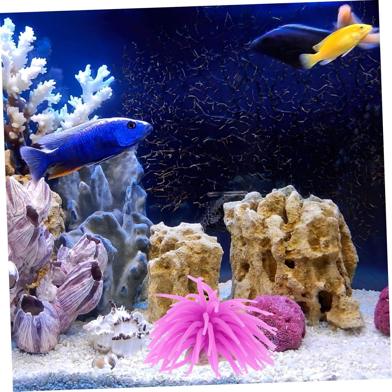 Didiseaon 4 unids Decoración Falso Mar Coral Adorn Fish Tank Paisaje Acuario Suministros Ornamento Subacuático Silicona Coral Acuario Equipo