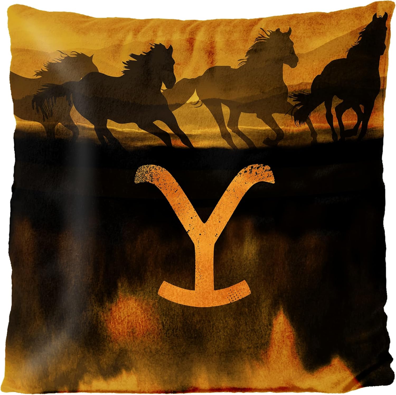 Northwest Yellowstone – Almohada de terciopelo, 16 x 16 pulgadas, caballos salvajes