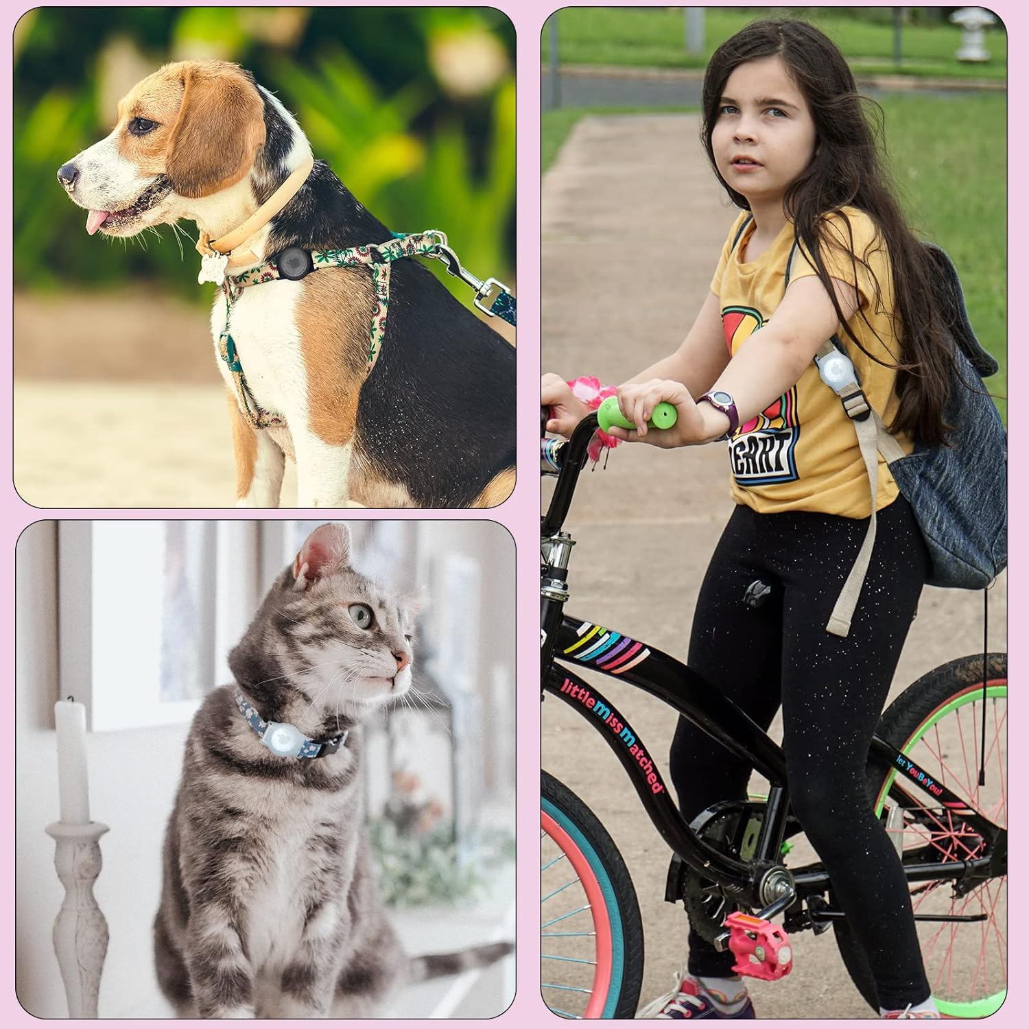 Paquete de 2 pulseras para niños para pulseras de AirTag, pulsera de nailon con GPS para niños, transpirable, ajustable, trenzada, elástica, correa