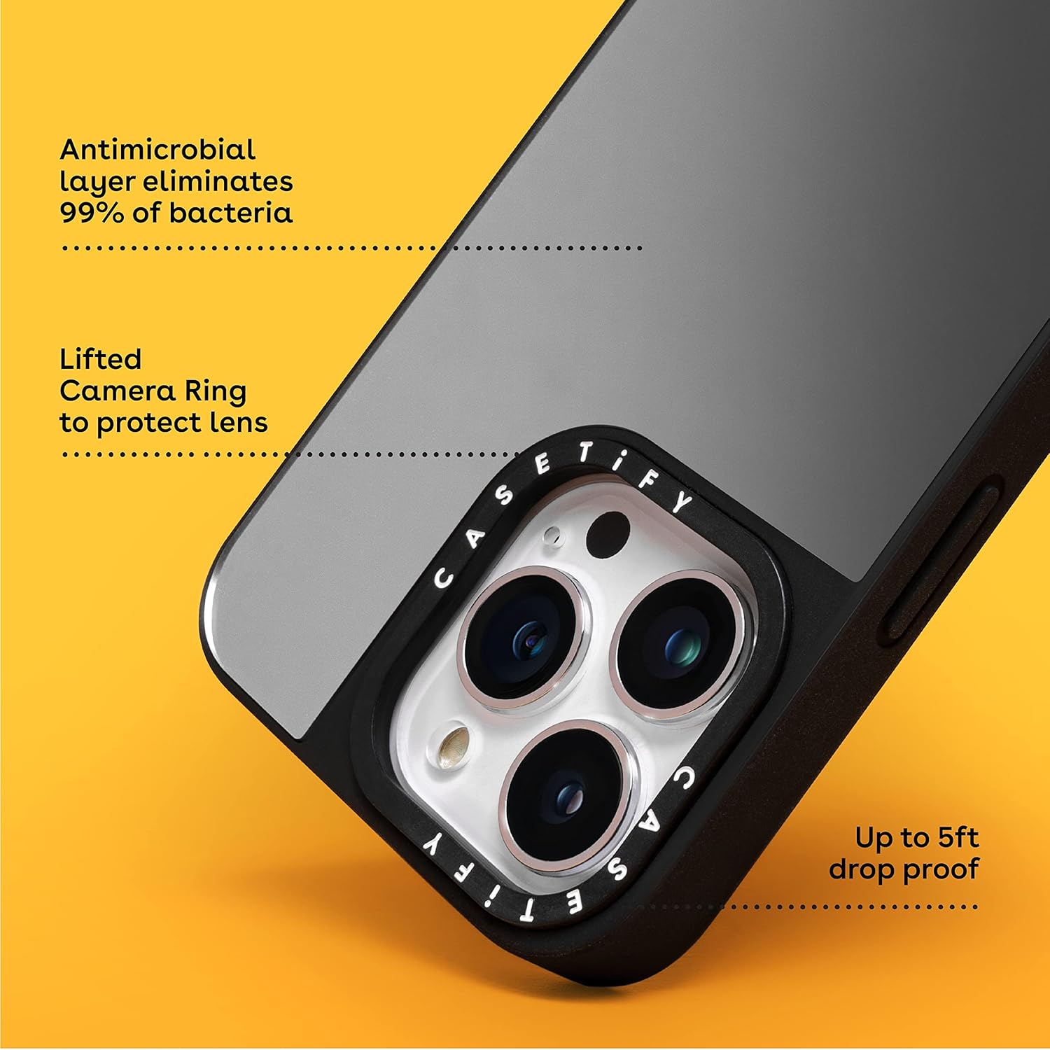 CASETiFY Mirror – Funda para iPhone 13 Pro Max protección contra caídas de 5 piescompatible con Magsafe – Negro sobre negro