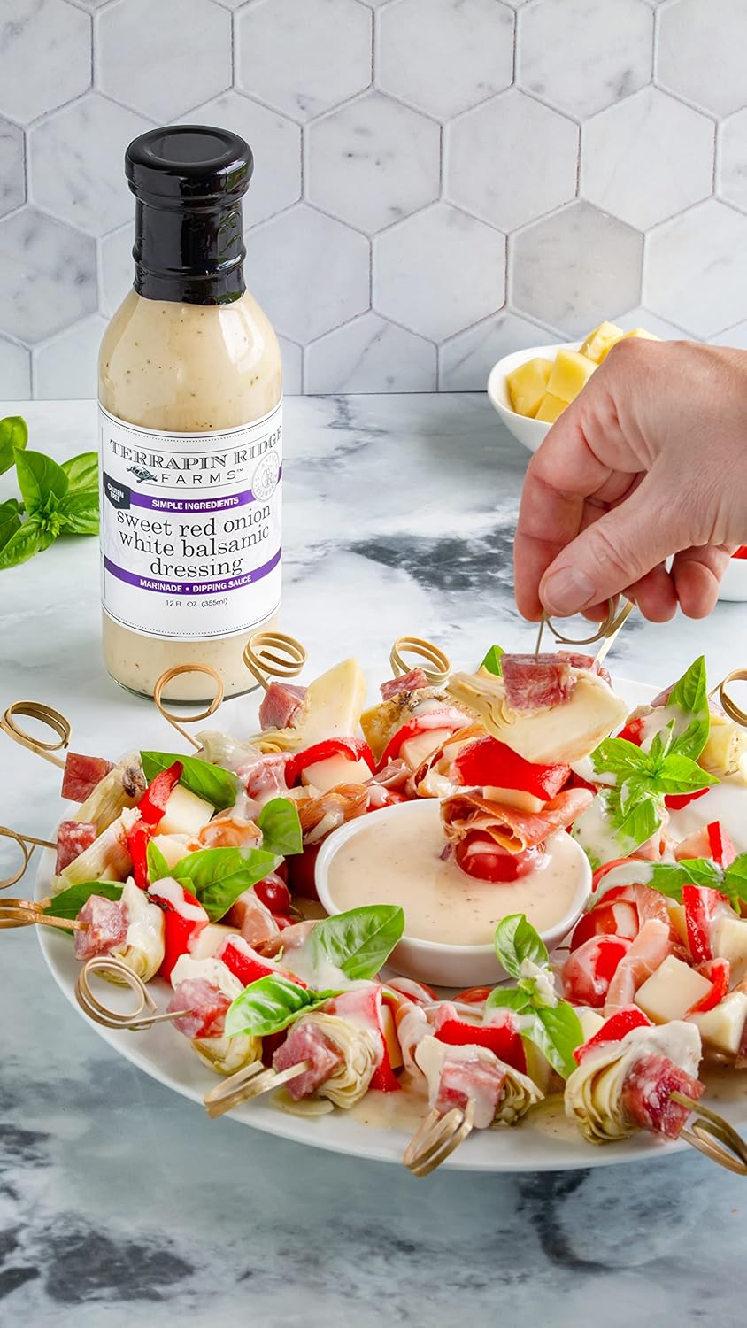 Terrapin Ridge Farms Gourmet – Aderezo balsámico blanco de cebolla roja dulce para ensalada de pasta, sándwiches, salsa para verduras y adobo, tres