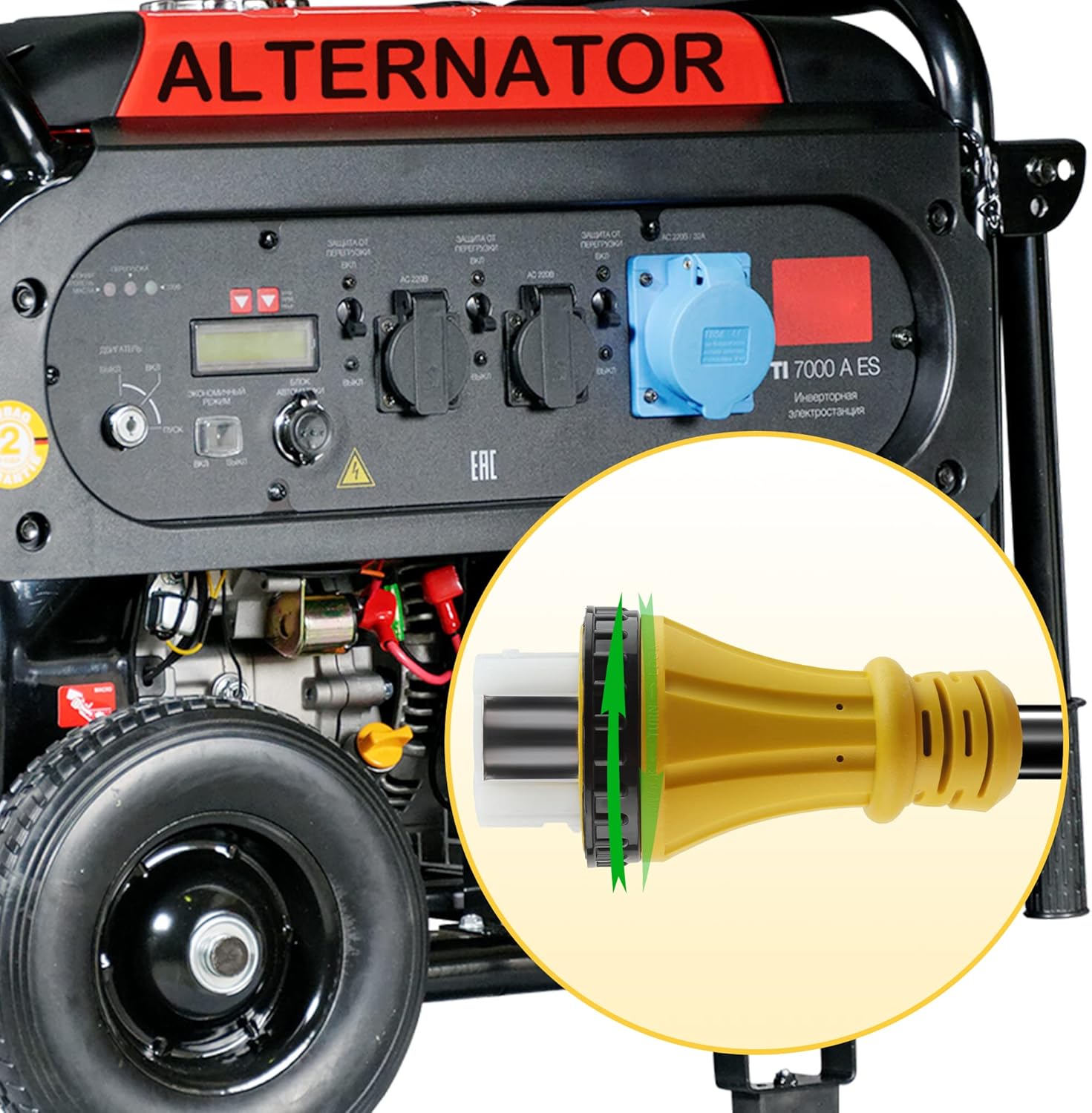 Flameweld Cable adaptador de generador, TT30P macho enchufe a SS2-50R enchufe hembra de bloqueo, 3 clavijas 30 amperios a 50 amperios hasta 7500 W