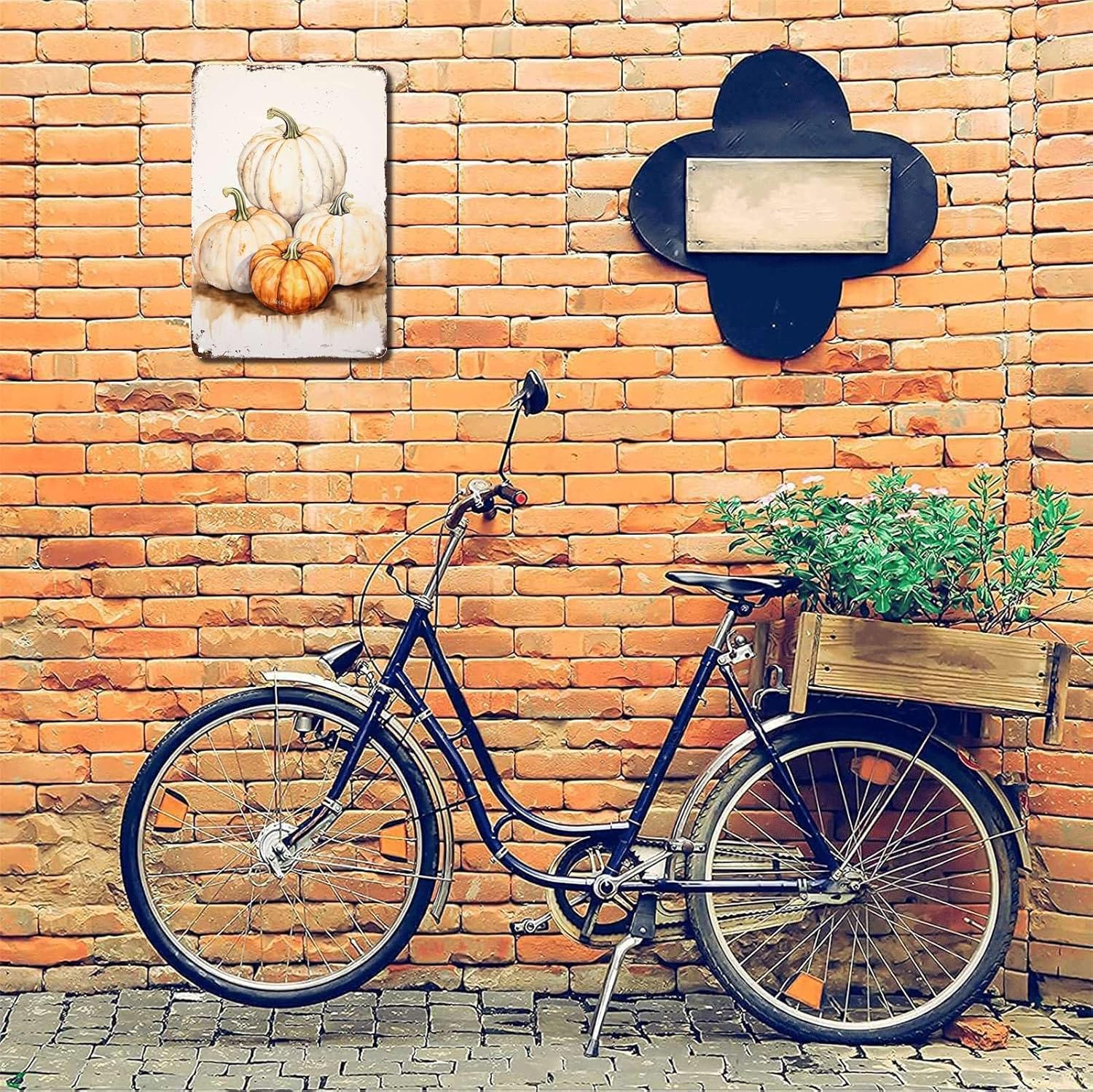 Letrero de hojalata con estampado de calabaza, acuarela, calabaza, arte de pared, decoración de otoño, decoración de Acción de Gracias, decoración
