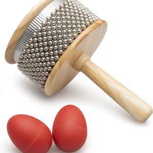 Cabasa Instrument Tamaño estándar profesional para música latina de percusión de mano Afuche Bolas de cuentas de acero de metal y cilindro de Cabasa Instrument Tamaño estándar profesional para música latina de percusión de mano Afuche Bolas de cuentas de acero de metal y cilindro de