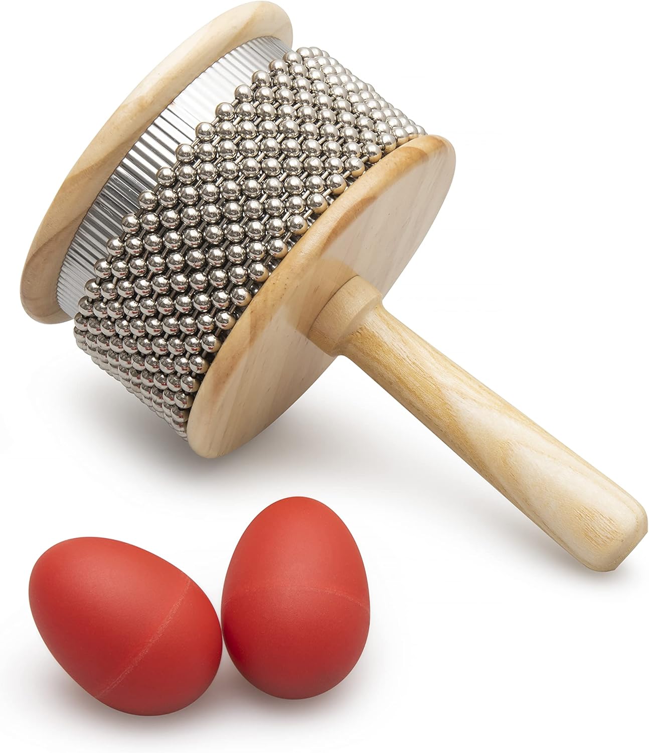 Cabasa Instrument  Tamaño estándar profesional para música latina de percusión de mano Afuche  Bolas de cuentas de acero de metal y cilindro de