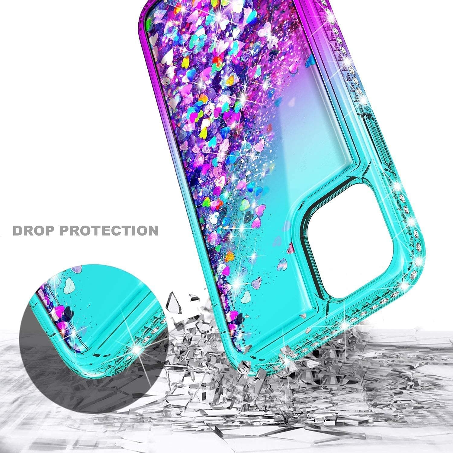 NGB Funda compatible con iPhone 11 Pro Max con protector de pantalla de vidrio templado, soporte de anillocorrea de muñeca, para niñas y mujeres,