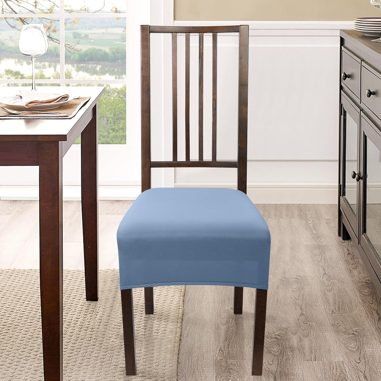NIBESSER Juego de 6 fundas de asiento para sillas de comedor, elásticas, suaves, extraíbles y lavables, para comedor, fundas de cojín de asiento