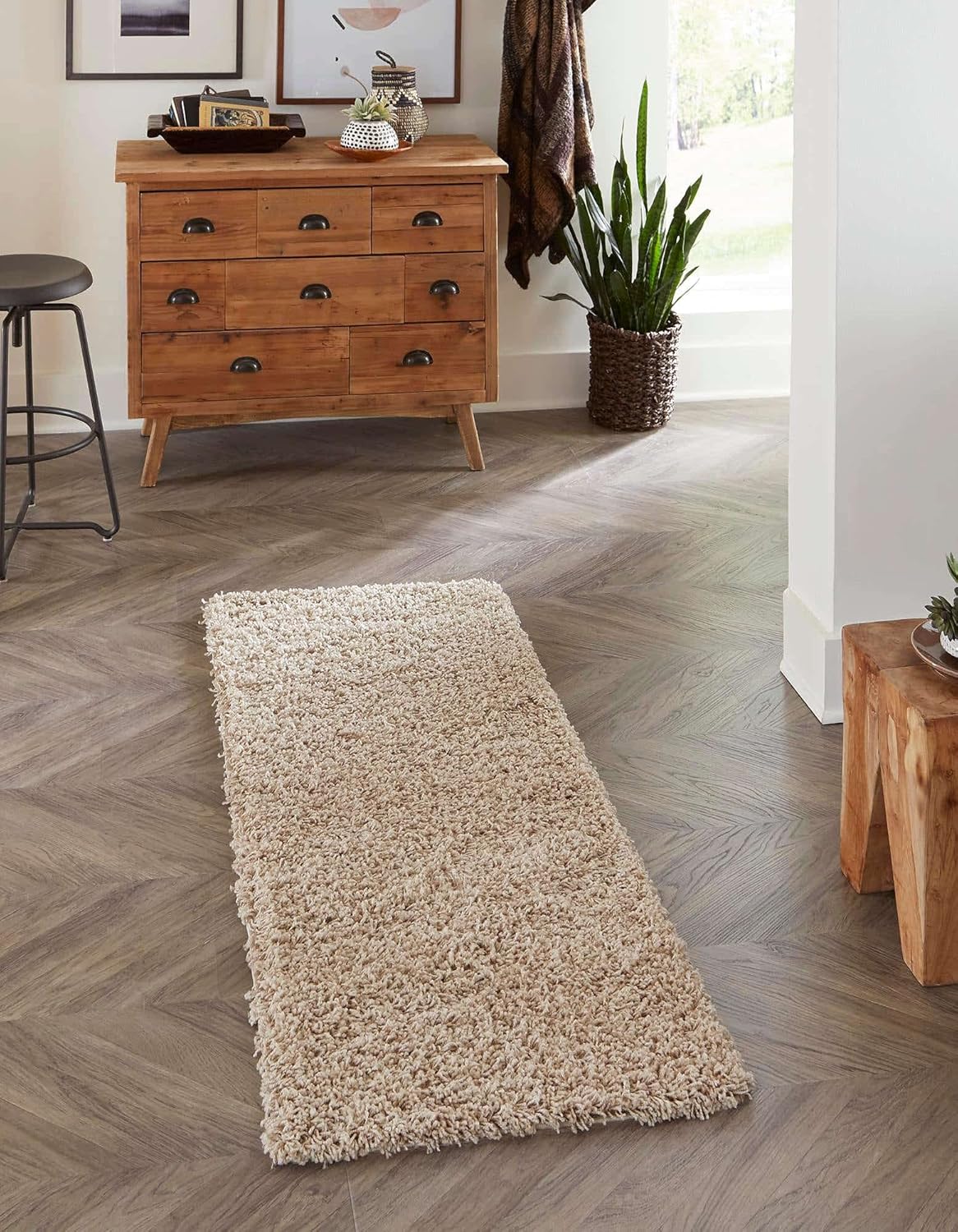 SPIRIT OF ART Solid Shag Collection – Alfombra de área (2′ 6″ x 13′ 1″ corredor, gris pardo)