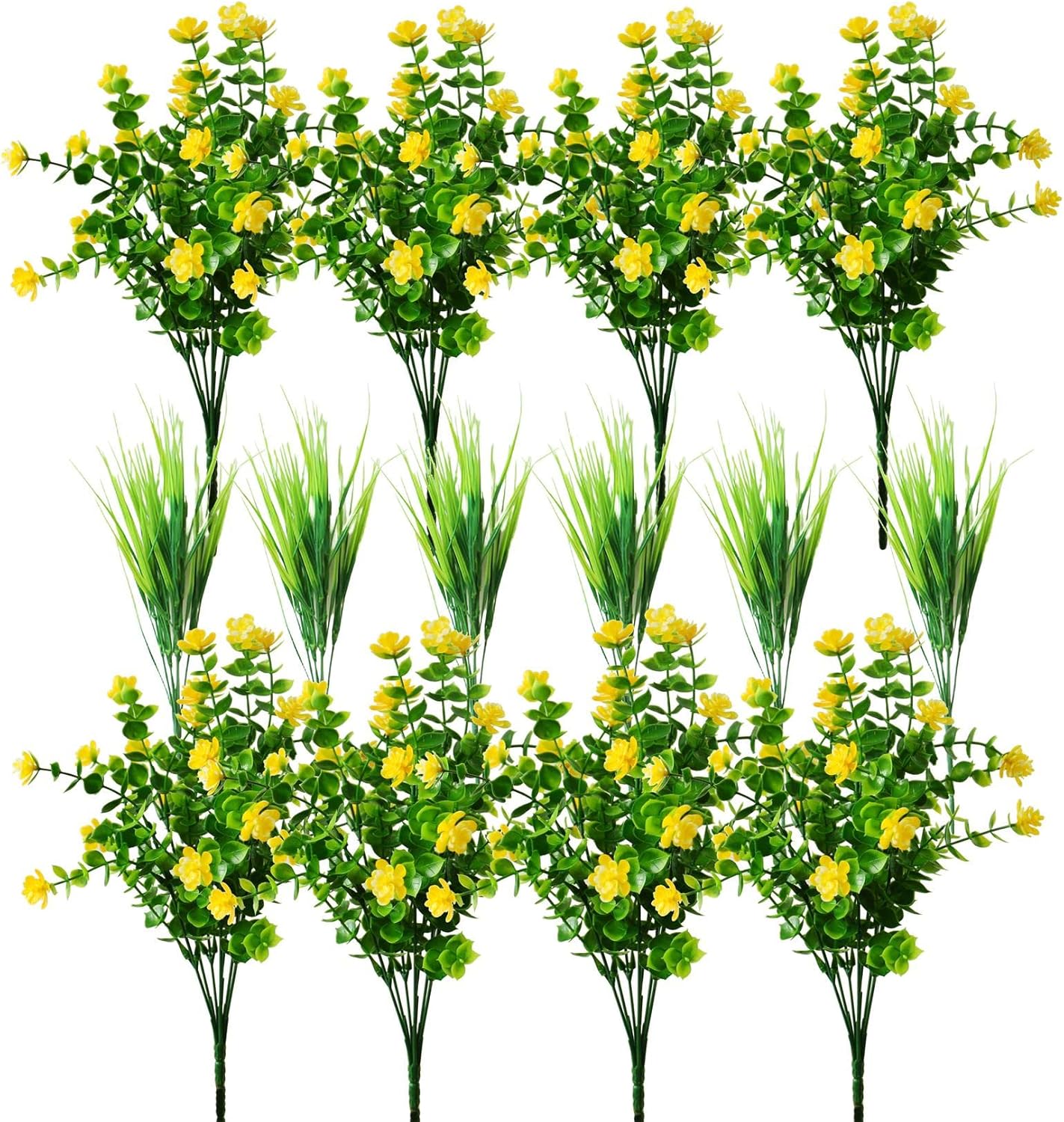 14 piezas de flores artificiales para exteriores, resistentes a los rayos UV, plantas de plástico falsas para colgar en interiores y exteriores,