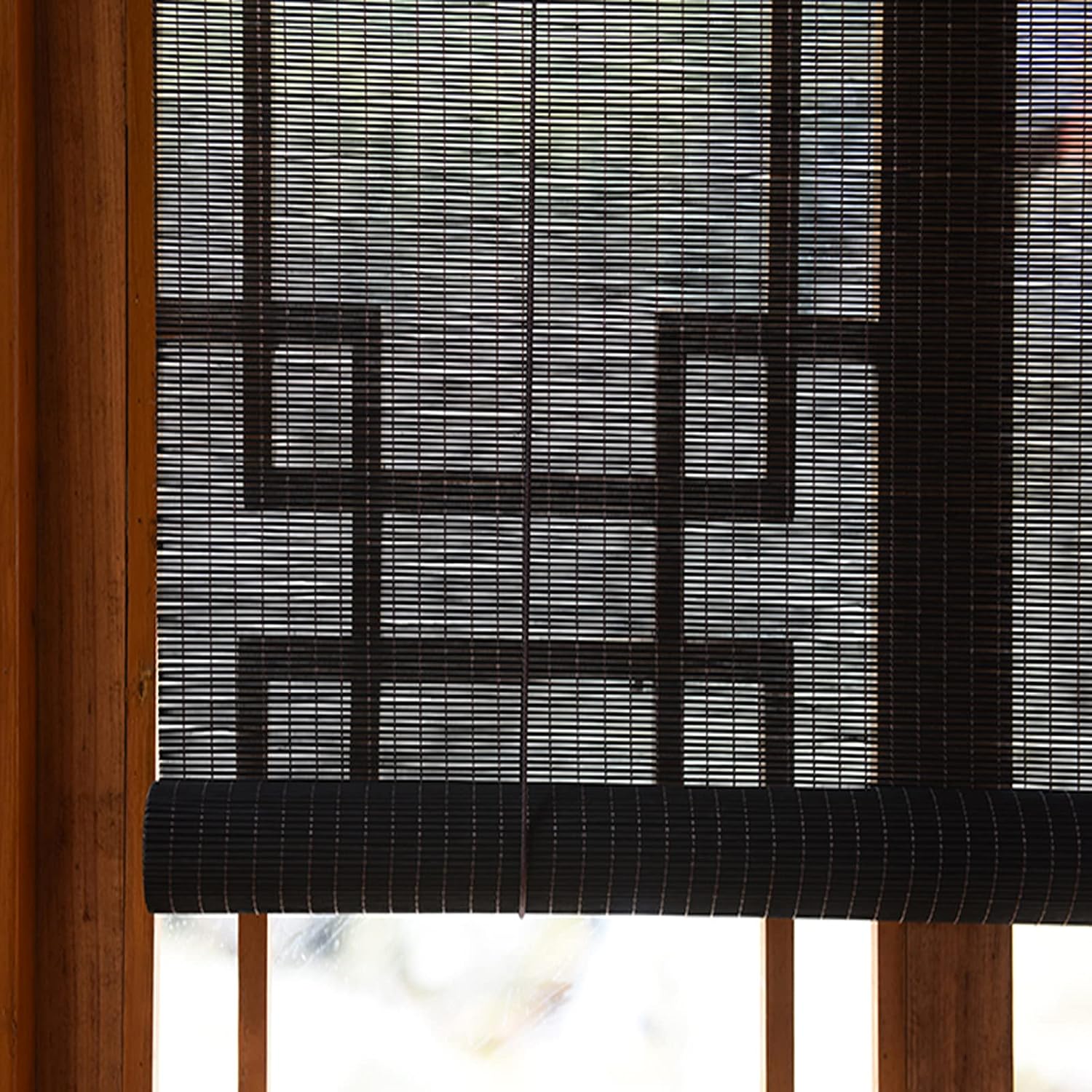 Persiana enrollable de bambú para filtrar la luz, transpirable, privacidad y privacidad, persianas enrollables de bambú para colgar, fácil de