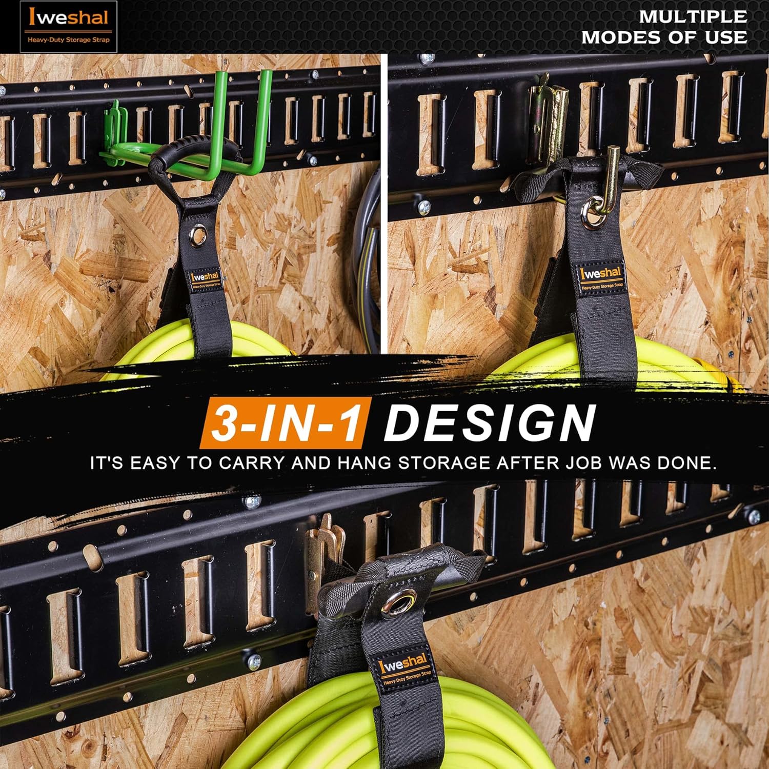 Organizador de cables de extensión para E-Track, paquete de 2 correas de almacenamiento resistentes para cables, cables y mangueras organizadas en