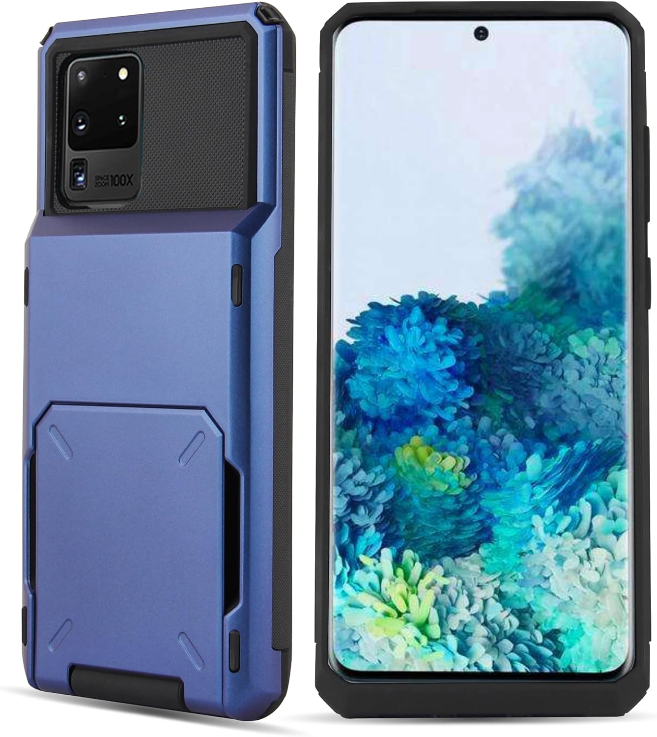 Asuwish Funda para Samsung Galaxy S20 Ultra 5G con protector de pantalla de vidrio templado y ranura para tarjeta de crédito, cubierta protectora