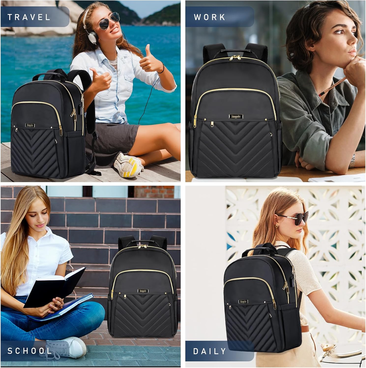Mochila negra para mujer, mochila escolar para niñas, mochila para libros, bolsa de libros para niños, mochilas escolares para escuela secundaria