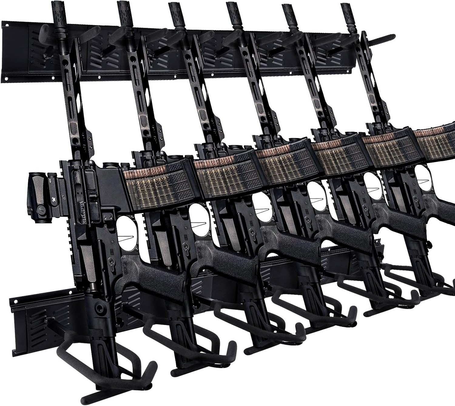 LUTER Bastidores de acero pesado para armas de interior, soporte de carga de 180 libras, estante de metal negro ajustable para armas de alta
