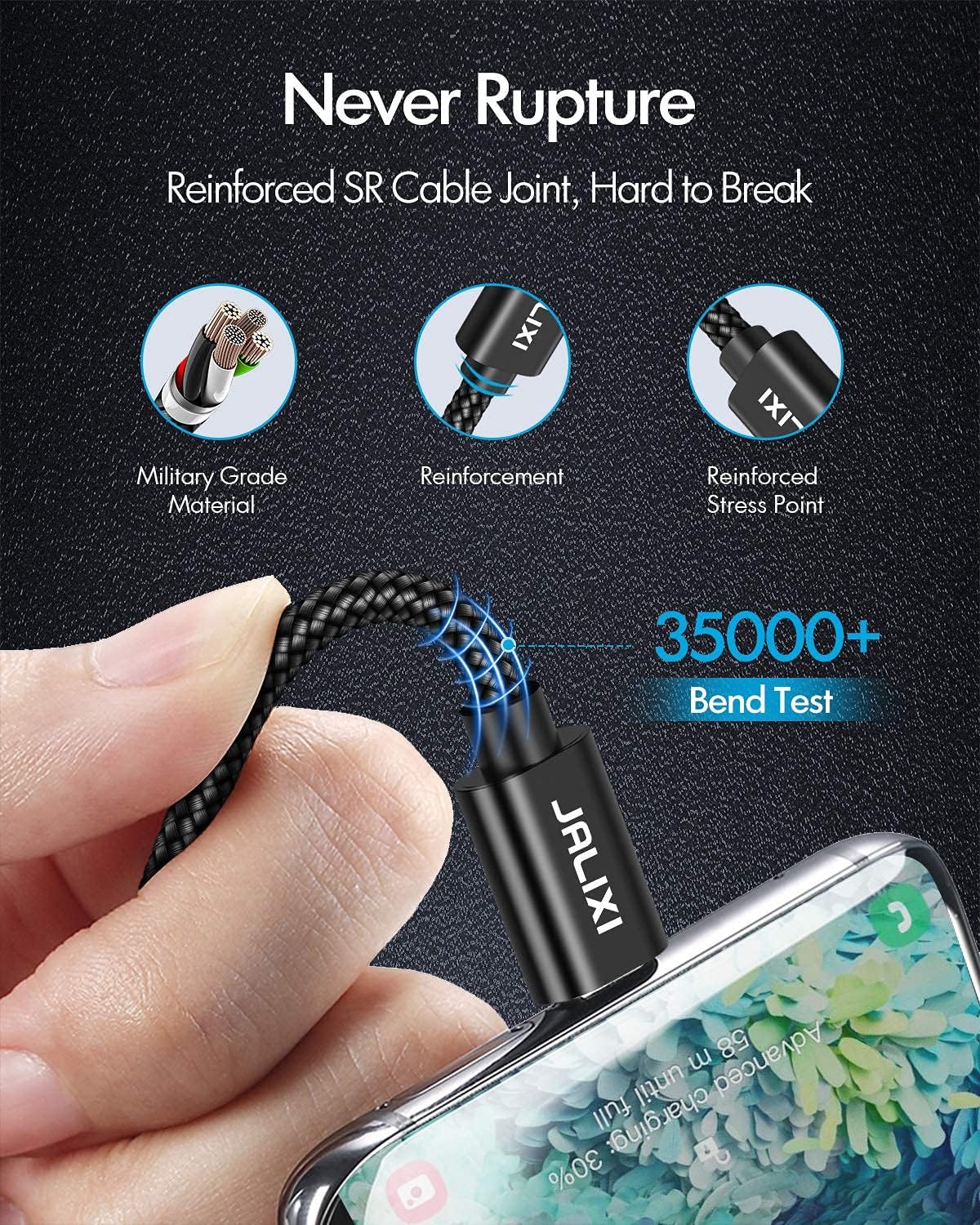JALIXI Cable USB a USB C de carga rápida, 3 unidades de 3 pies+6 pies + 10 pies Cable de carga tipo C para iPhone 15 Pro Max, para Samsung Galaxy
