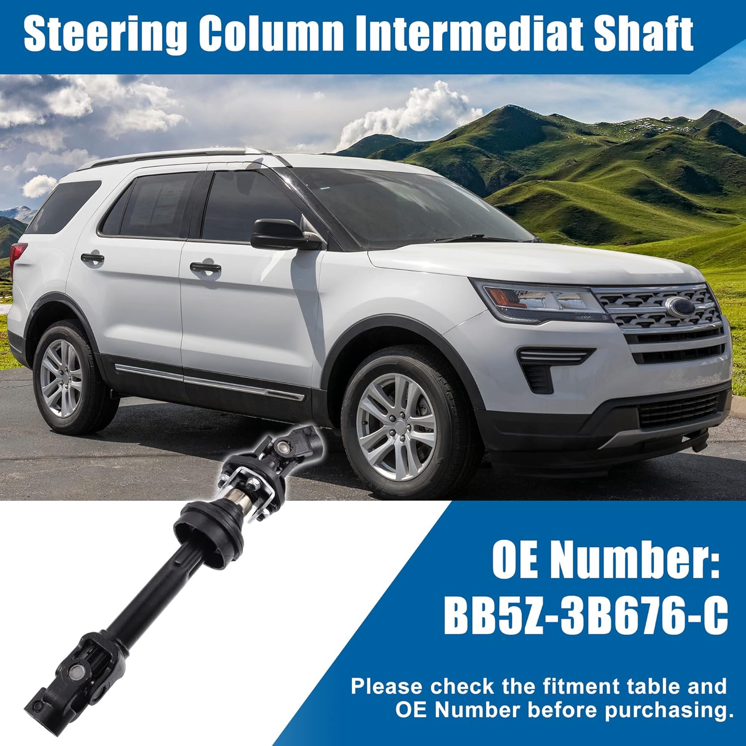 X AUTOHAUX Columna de dirección eje intermedio para Ford Explorer 2011-2019 para Ford Flex 2010-2019 para Lincoln MKT 2013-2019 Eje inferior