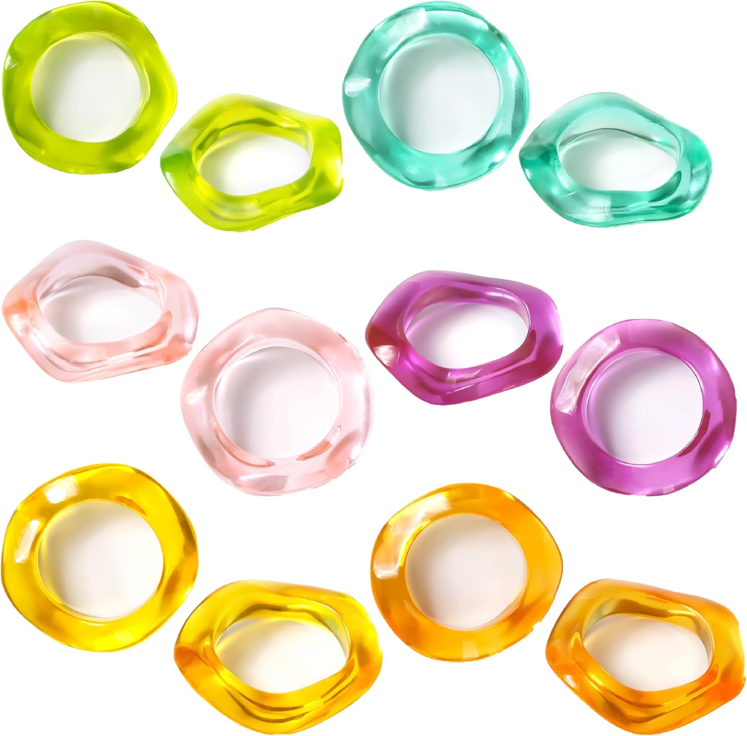 Juego de 12 servilleteros de primavera, servilleteros de color, servilleteros de resina epoxi a granel para decoración de fiestas, mesa de comedor,