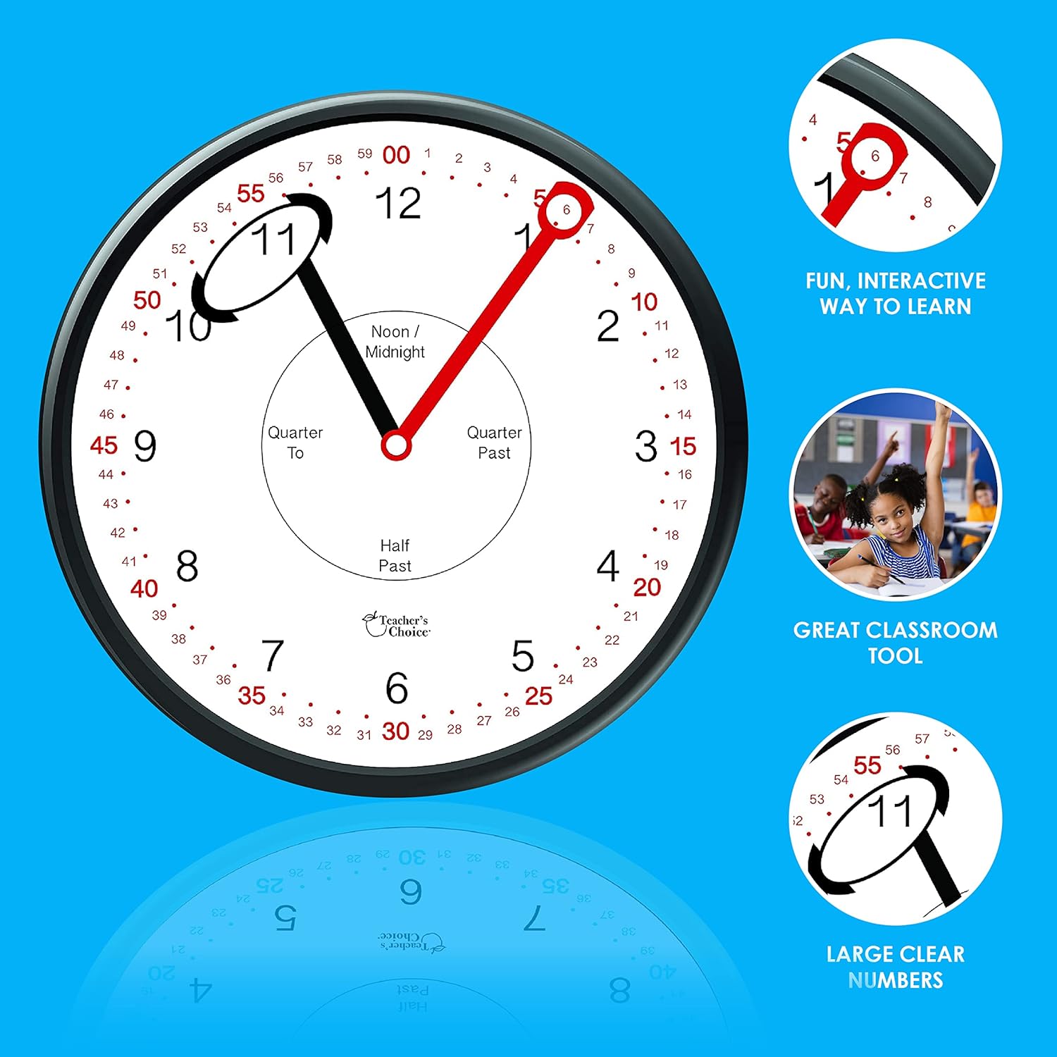 Teacher’s Choice Reloj de pared educativo