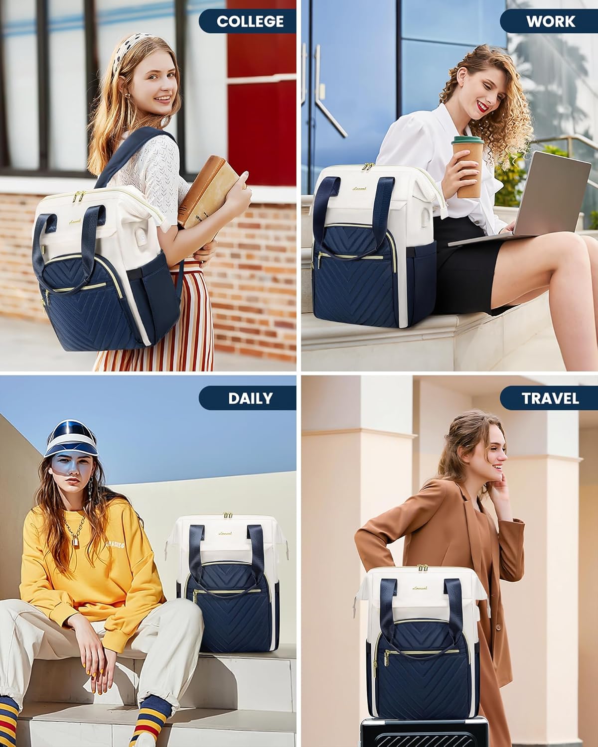 LOVEVOOK Mochila para laptop para mujer, bolsa de trabajo para laptop, bolsa de viaje, mochila para computadora, bolsa para profesores y enfermeras