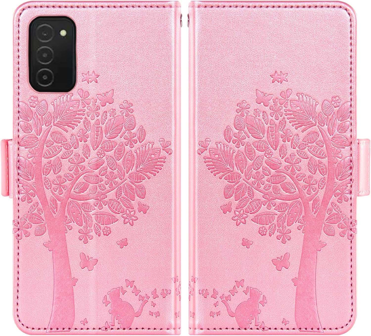 Funda compatible con Samsung Galaxy A03s, versión de EE. UU., 5G 2022, protector de pantalla de vidrio templado, correa para muñeca, tarjetero y