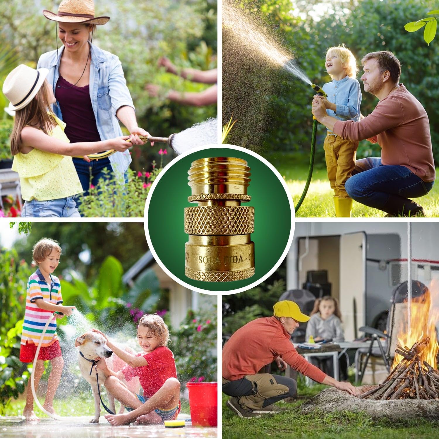 World’s Best – Juego de manguera de jardín de latón sin plomo de conexión rápida, 1 hembra y 2 accesorios macho para RV y uso doméstico