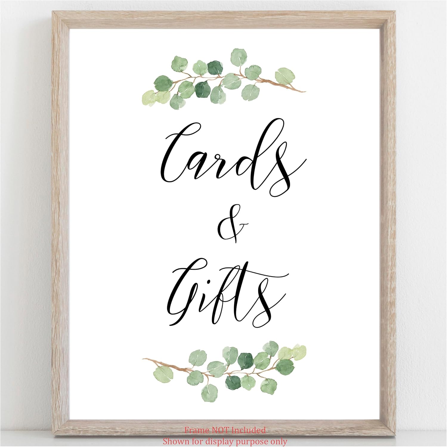 Cartel de tarjetas y regalos para bodas (1) 8 x 10 pulgadas, diseño de acuarela verde impreso en cartulina de acuarela gruesa profesional,