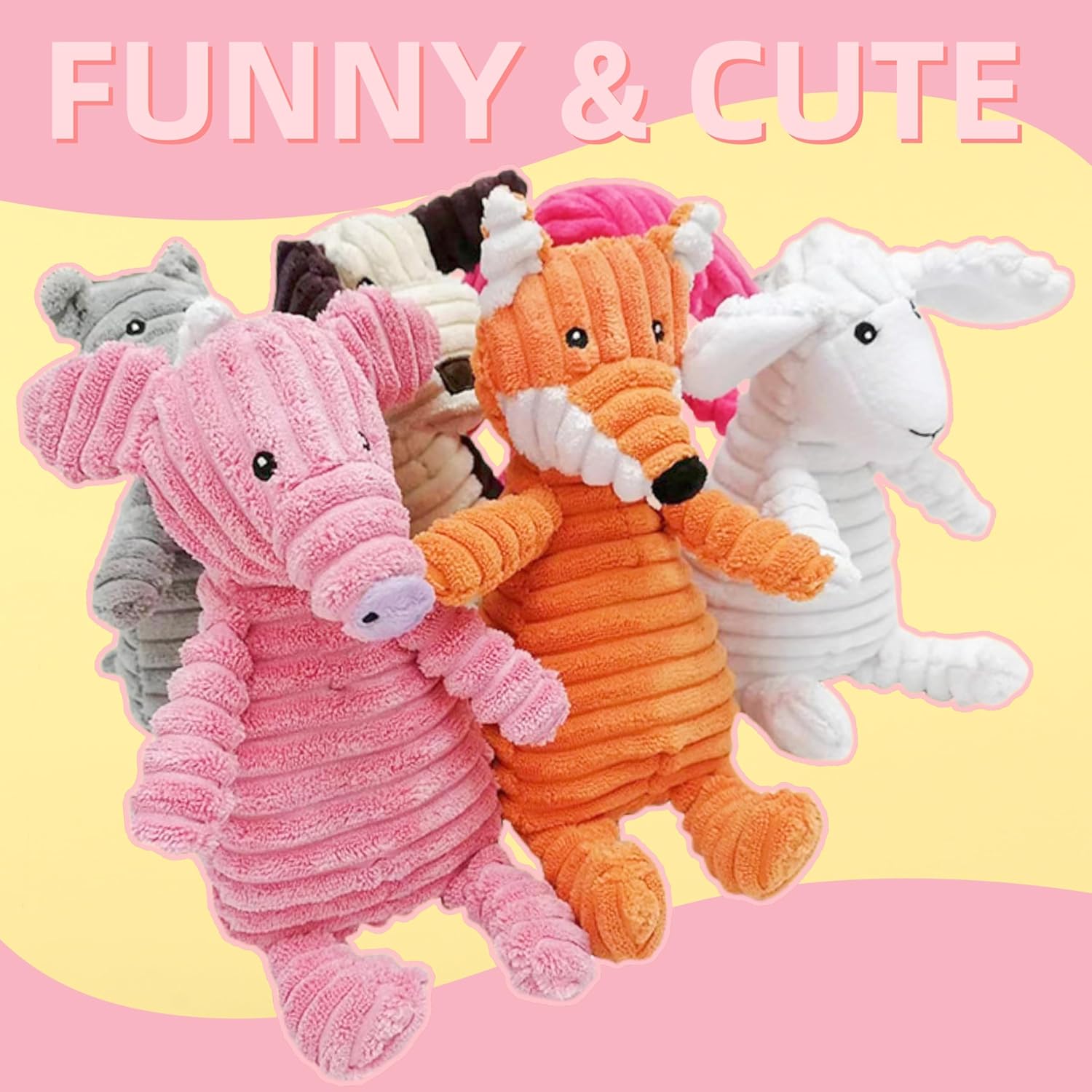 Animal Series – Juguete de peluche chirriante para perros, juguetes para perros masticadores agresivos, juguetes para perros pequeños y perros