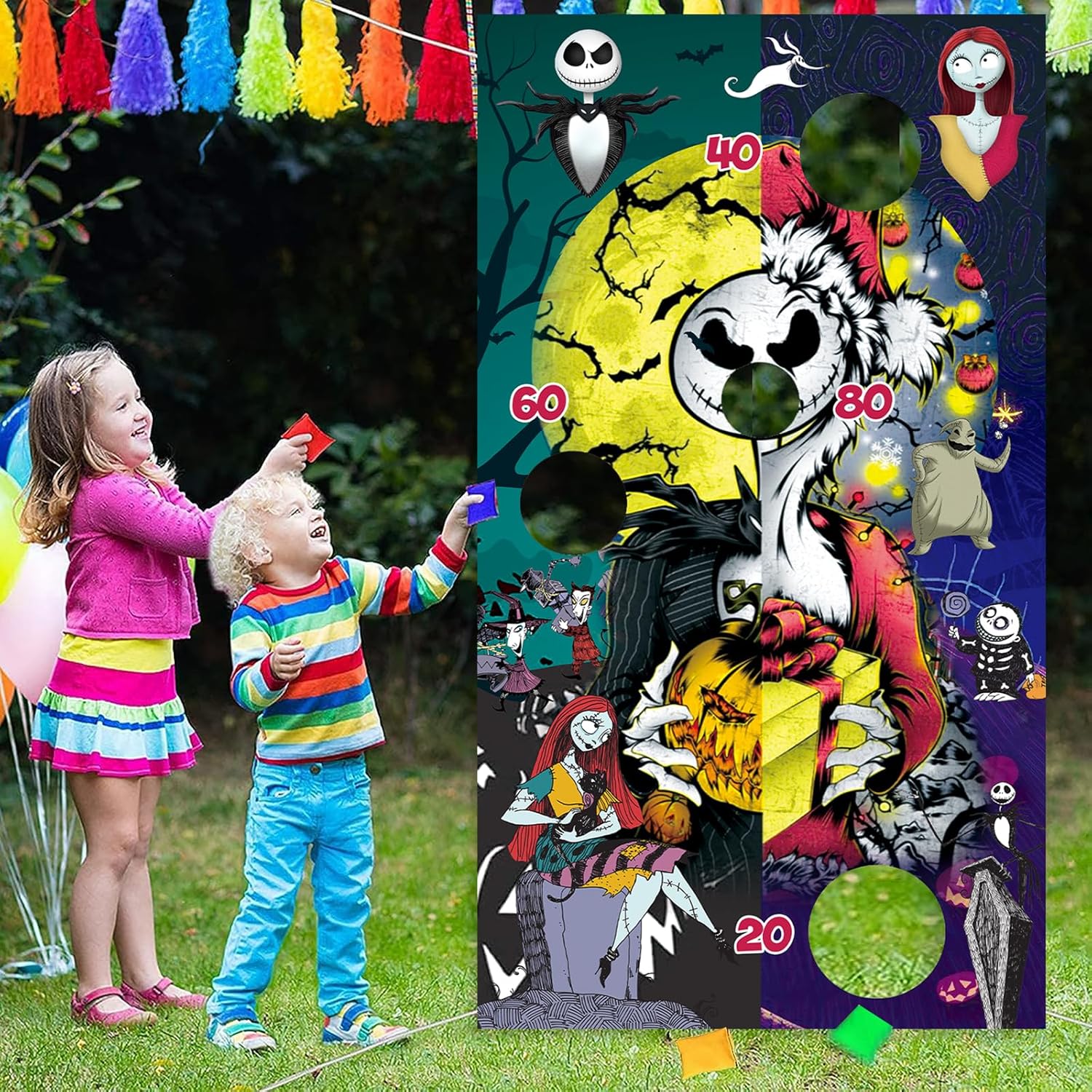 Suministros de fiesta de pesadilla de Navidad, juegos de lanzamiento temáticos de pesadilla con 4 bolsas de frijoles, divertidos juegos de