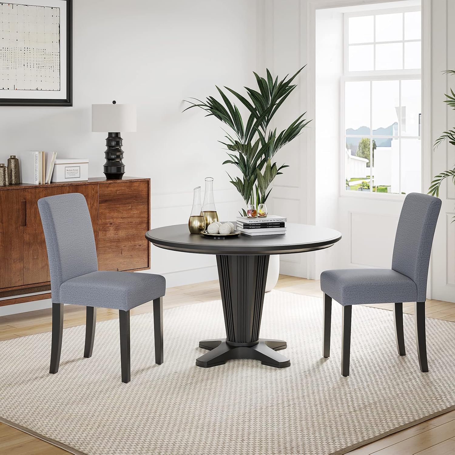Farini Parsons – Sillas de comedor, sillas de mesa de cocina de tela sin brazos, sillas Parson, sillas de cocina tapizadas, juego de 2, sillas de