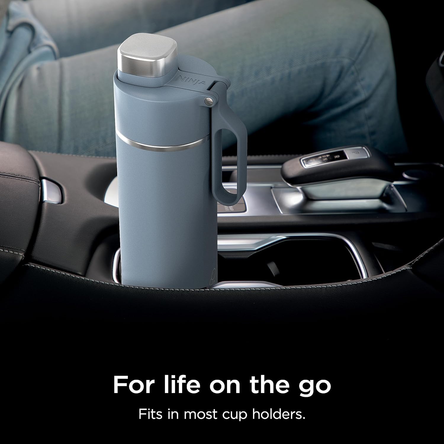 Ninja DW2401BL Thirsti – Botella de agua de viaje de 24 onzas, para bebidas gaseosas carbonatadas, más frías y espumosas durante más tiempo, a