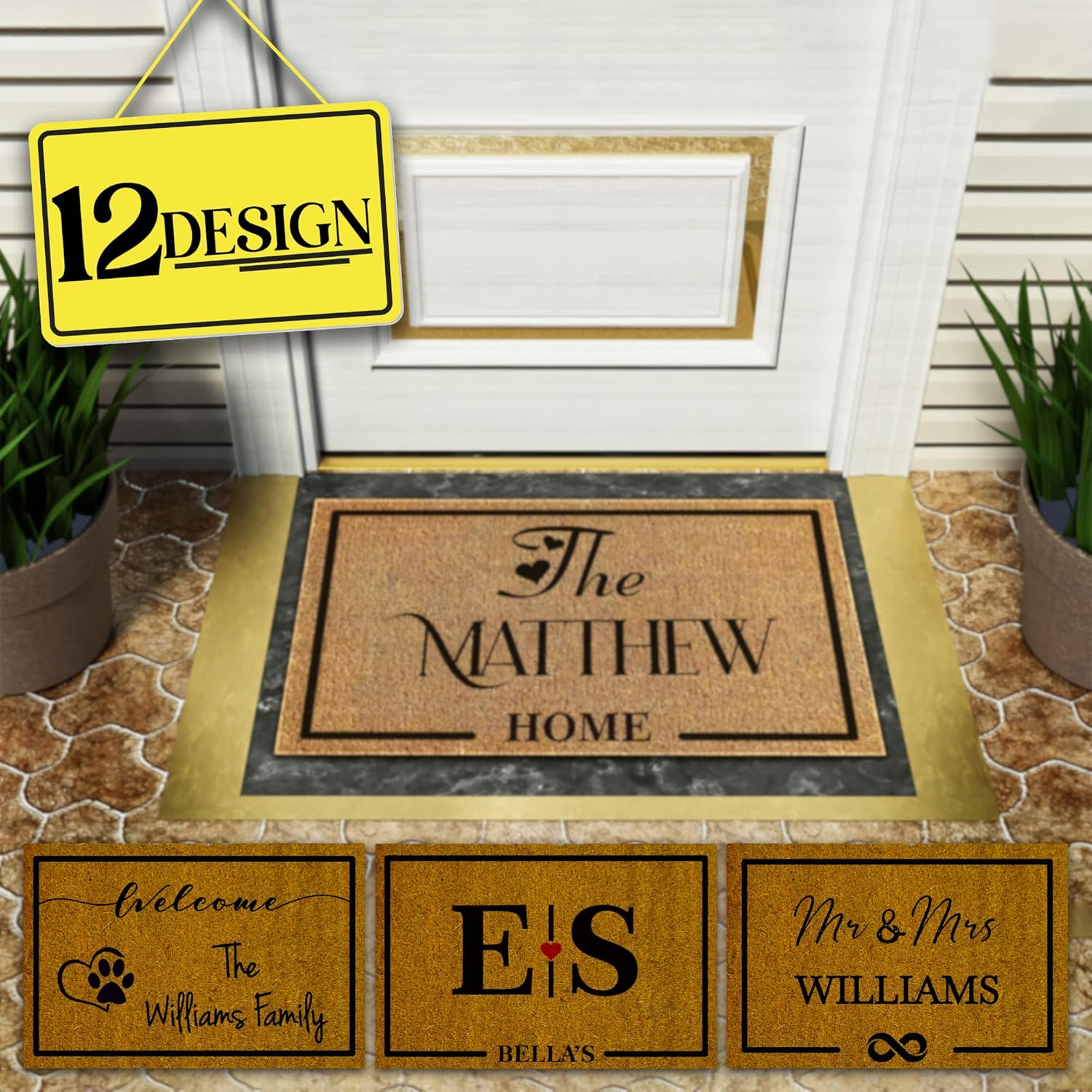 Welcome Door Mats Outdoor For Entrance – Personalized doormat, personalized welcome mats Outdoor, Door Mats for Home Entrance, Front Door Mats