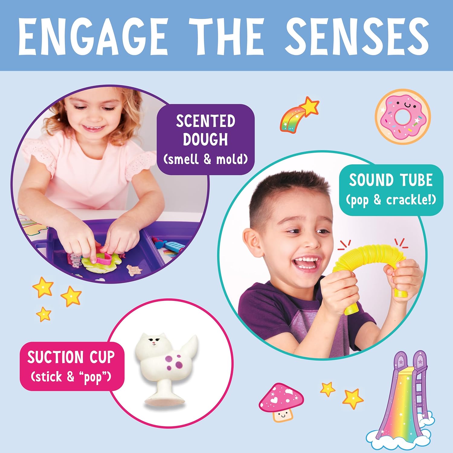 Creativity for Kids Kit sensorial sobre la marcha parque infantil mágico – Contenedores sensoriales para niños pequeños de 3 a 5 años, regalos de