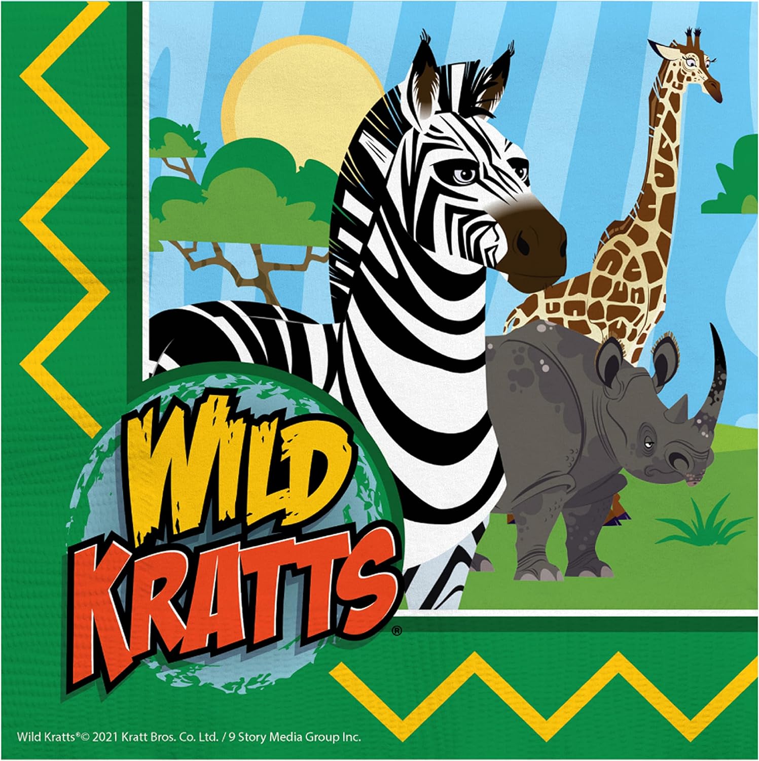 Treasures Gifted Servilletas de fiesta de cumpleaños de Wild Kratts con licencia oficial, paquete de 48 servilletas Wild Kratts – Suministros para